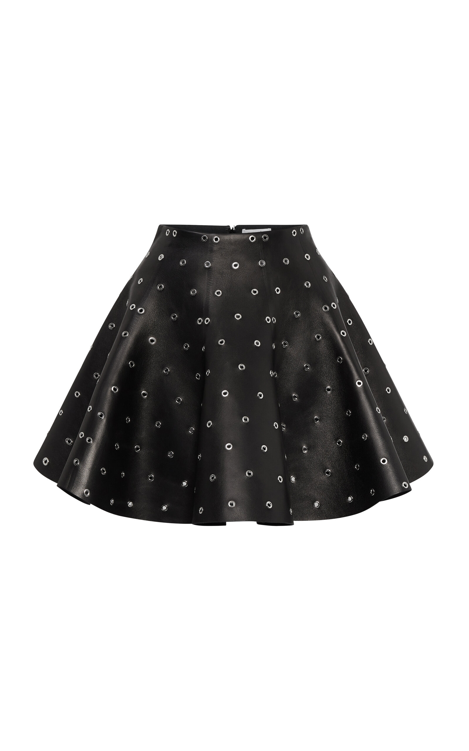Shop Alaïa Eyelet-embellished Leather Mini Skirt In Black
