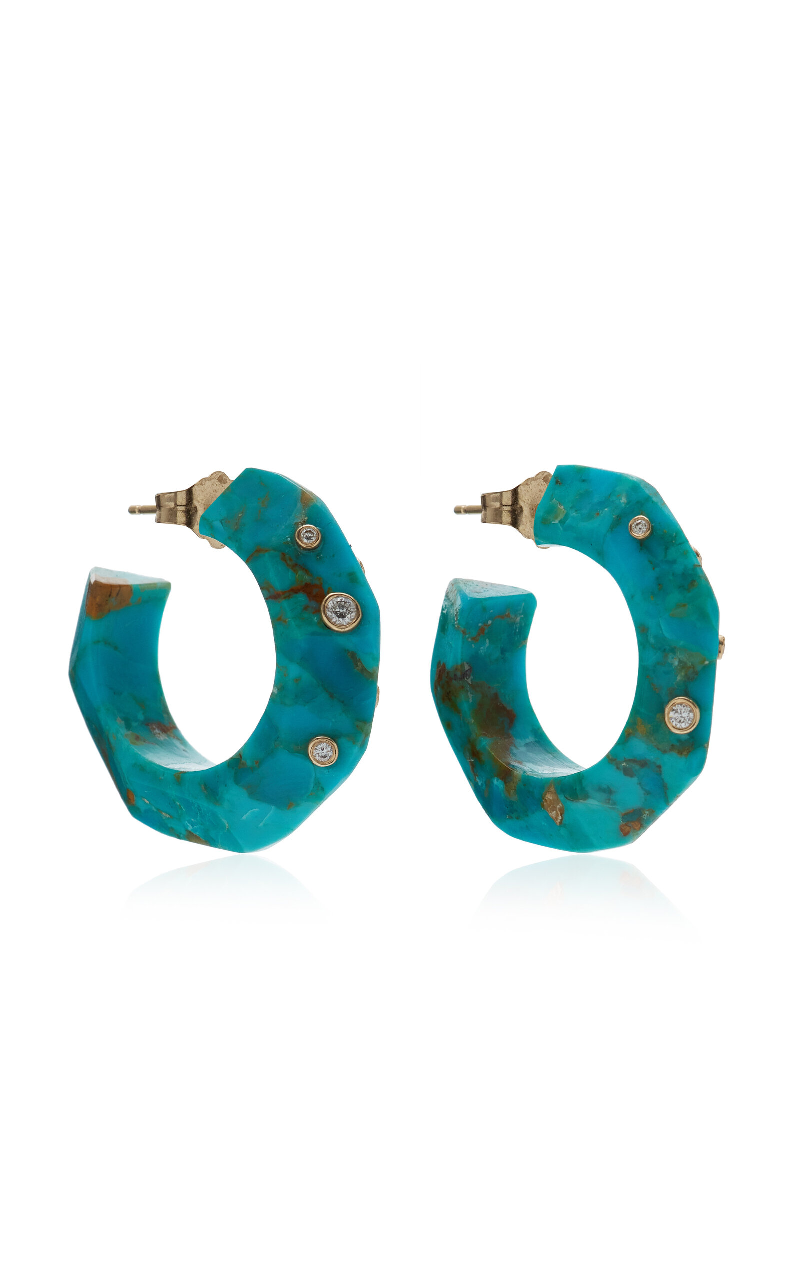 Bleecker & Prince Women's XL Summer and Rain Turquoise Hoop Earrings