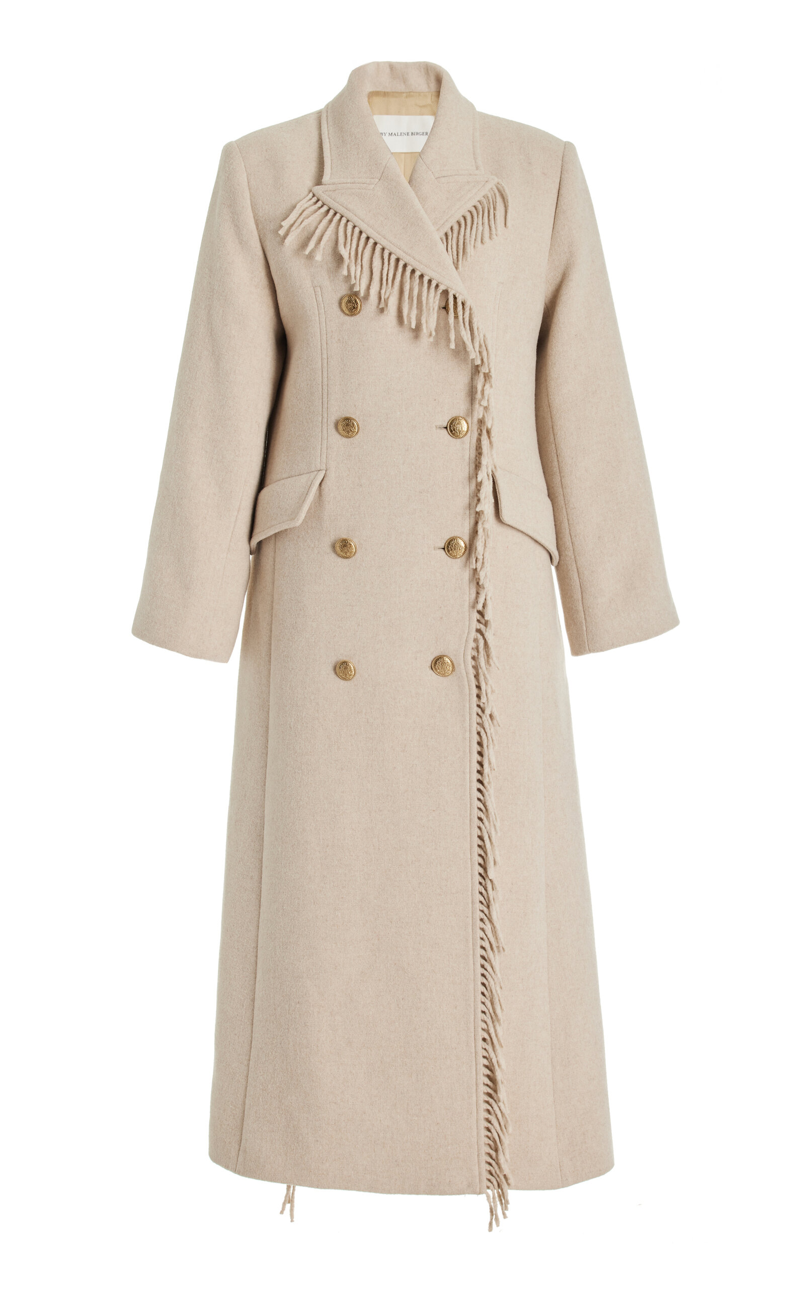 Shop By Malene Birger Gardeniia Fringed Wool-blend Coat In Neutral
