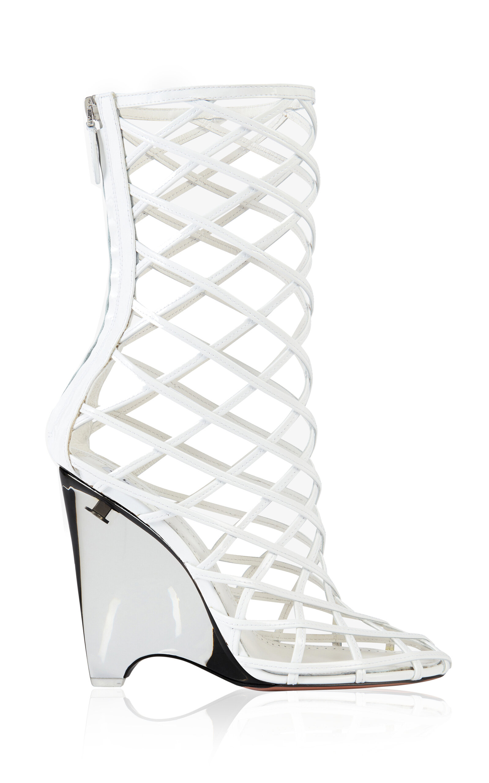 Alaïa Women's Wedge Leather Boots In White