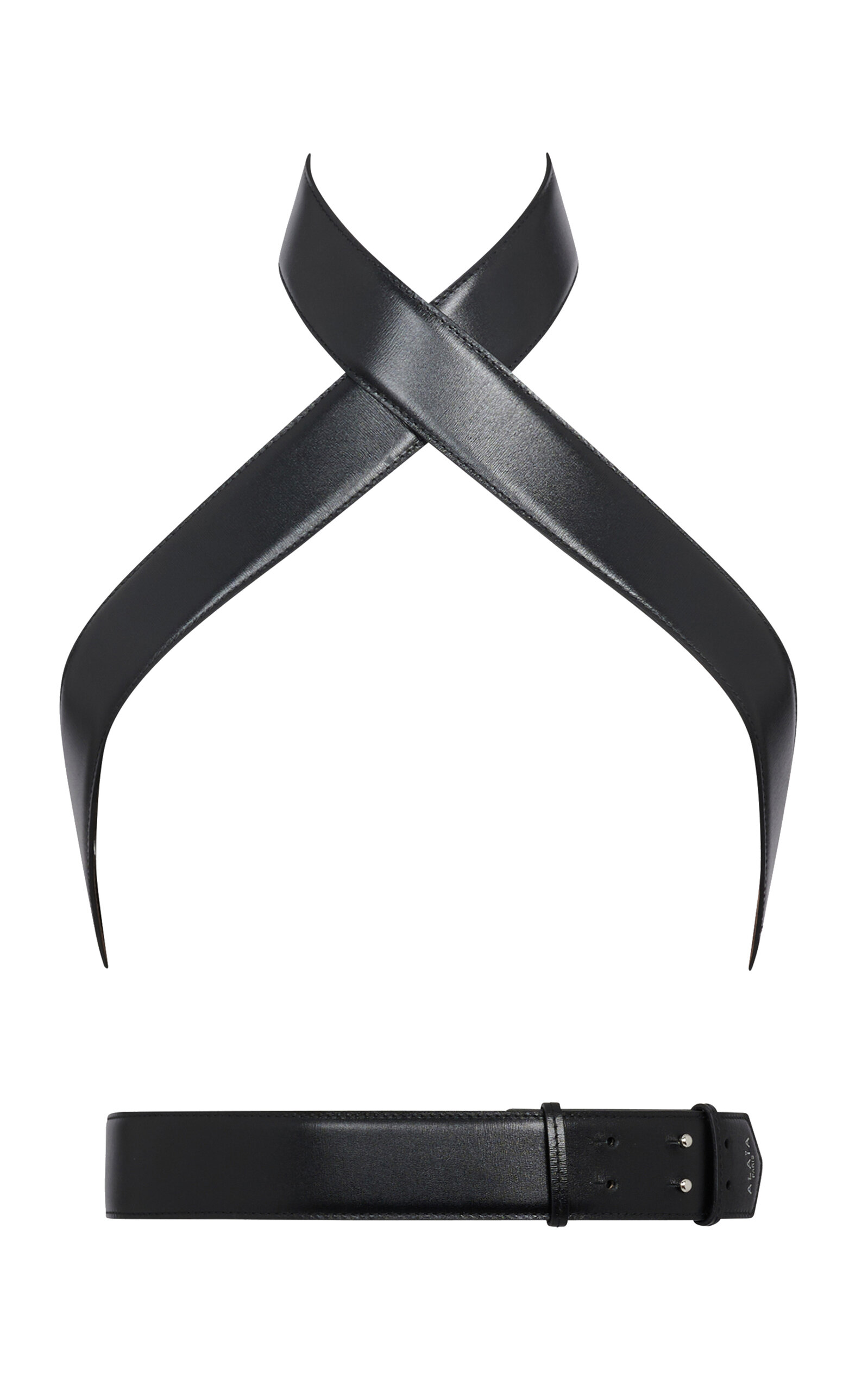 ALAÏA One Piece Wrap-Around Leather Belt - Black - 70 cm