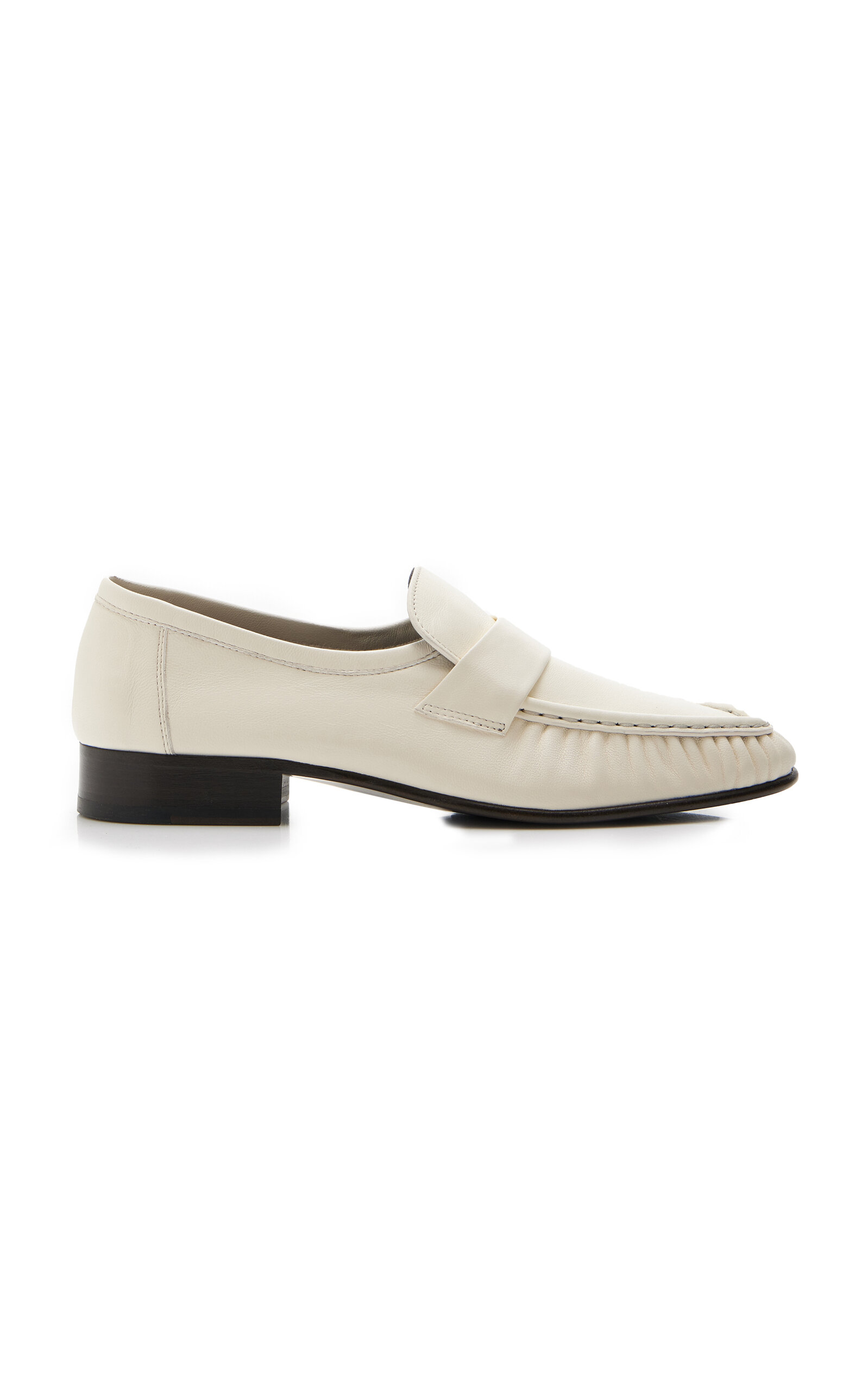 The Row Soft Leather Loafers In Ivory