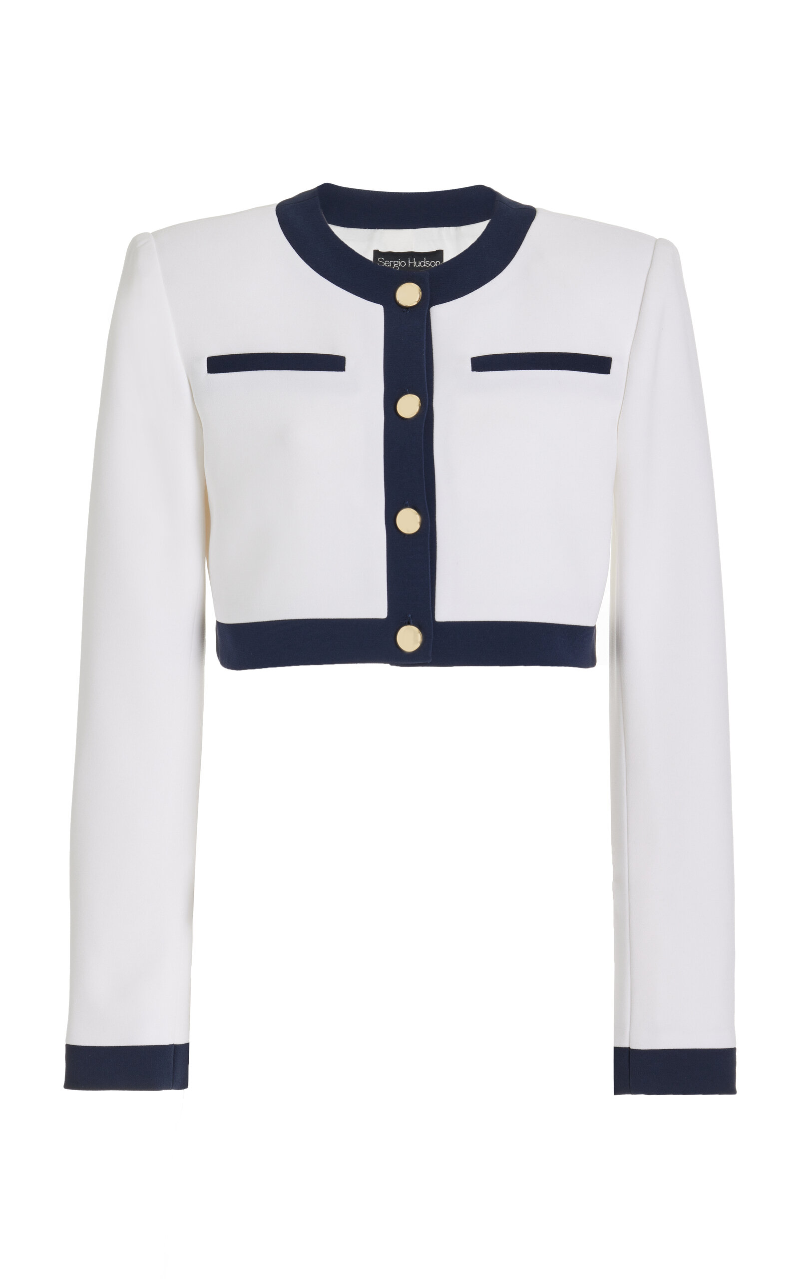 Sergio Hudson Exclusive Crepe Cropped Jacket In White