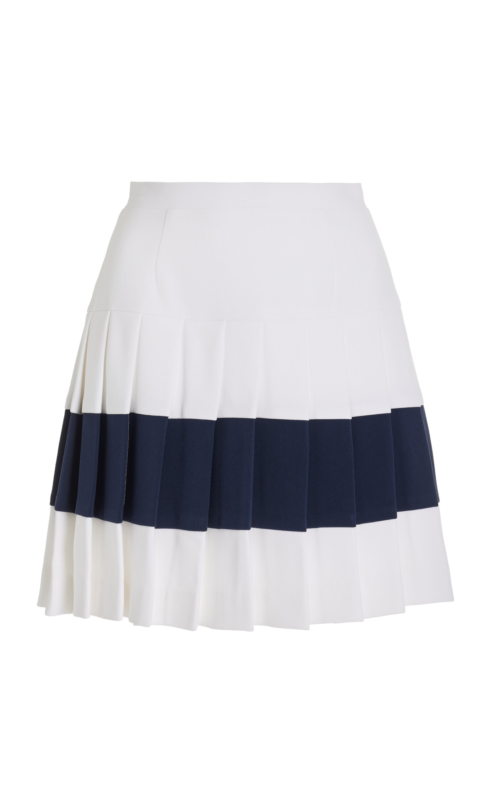 Sergio Hudson Exclusive Pleated Crepe Mini Tennis Skirt In White