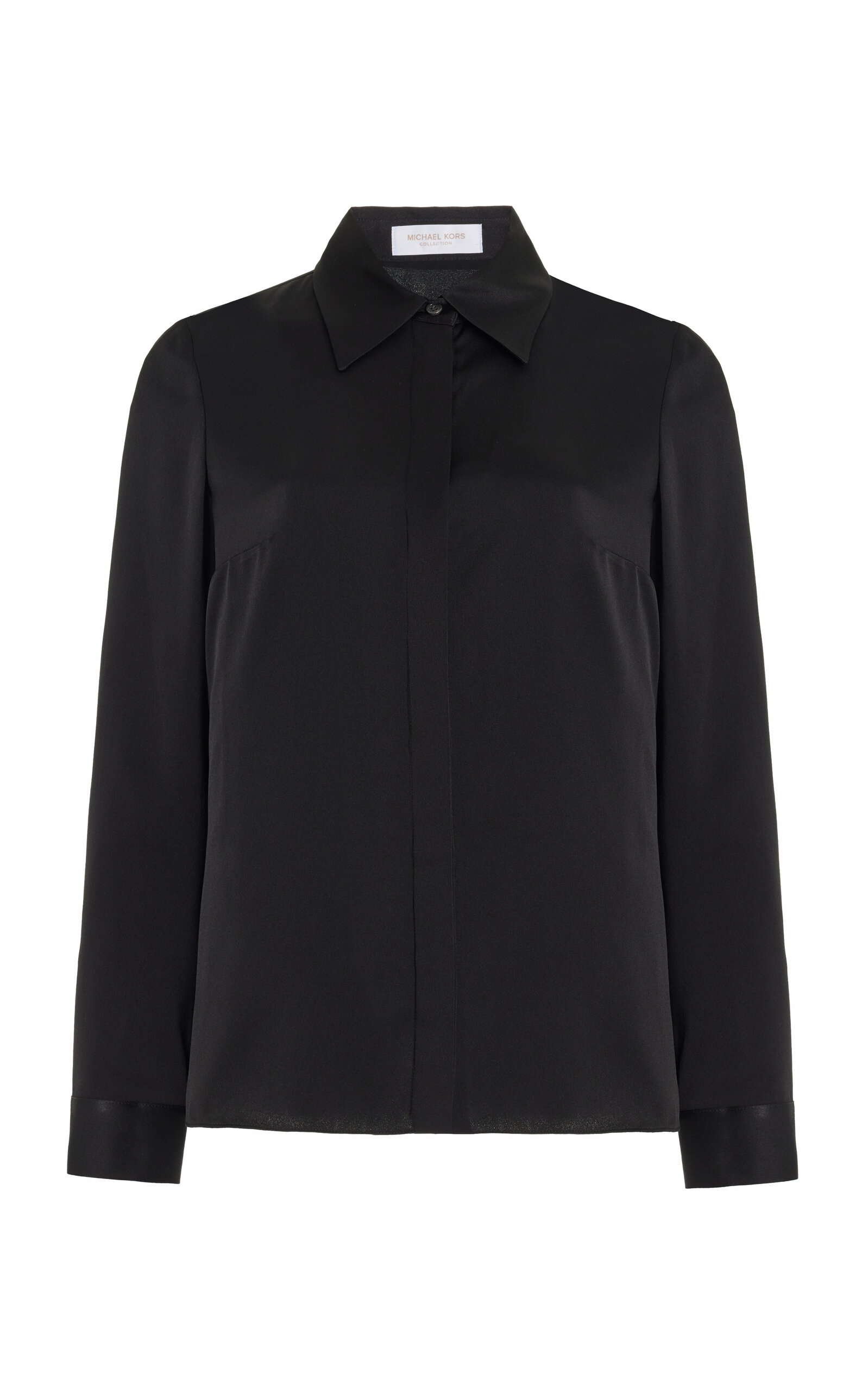 Michael Kors Hansen Charmeuse Button-front Shirt In Black