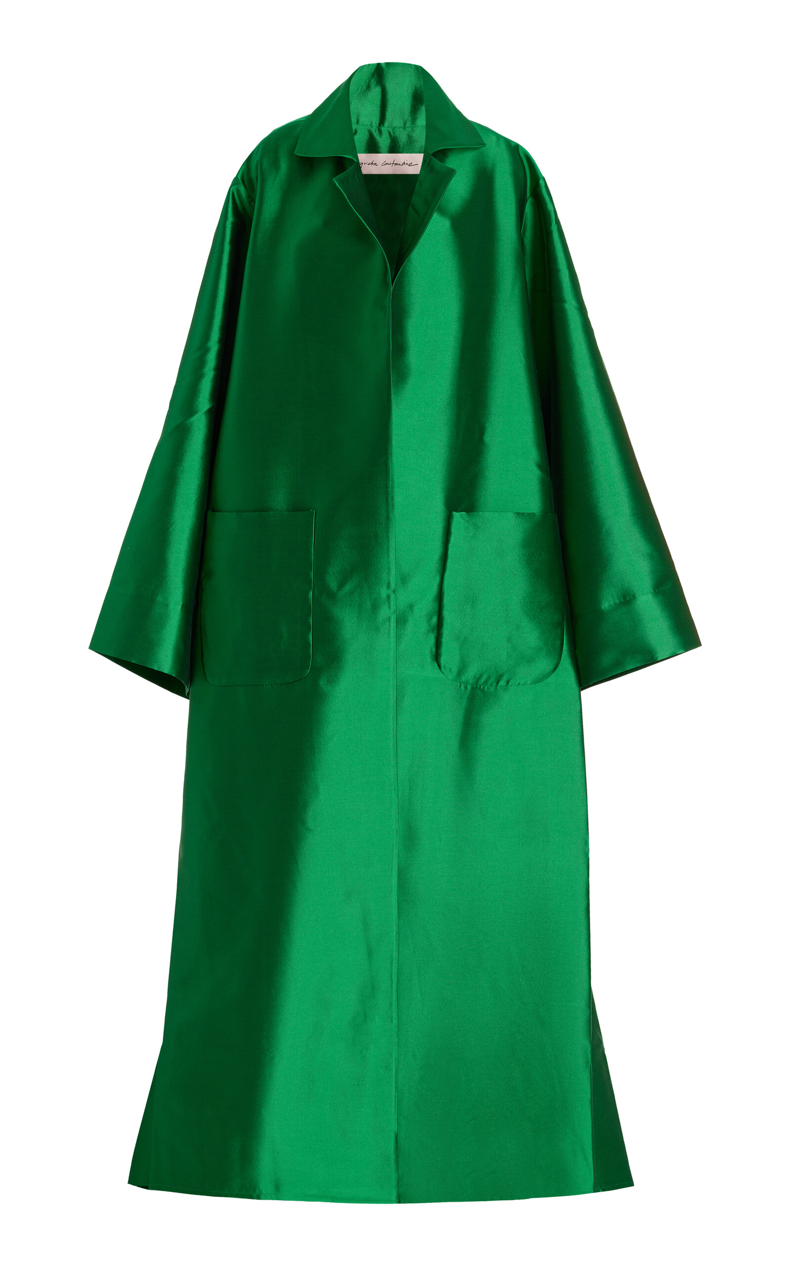 Greta Constantine Davinci Kelly Silk-wool Coat In Green