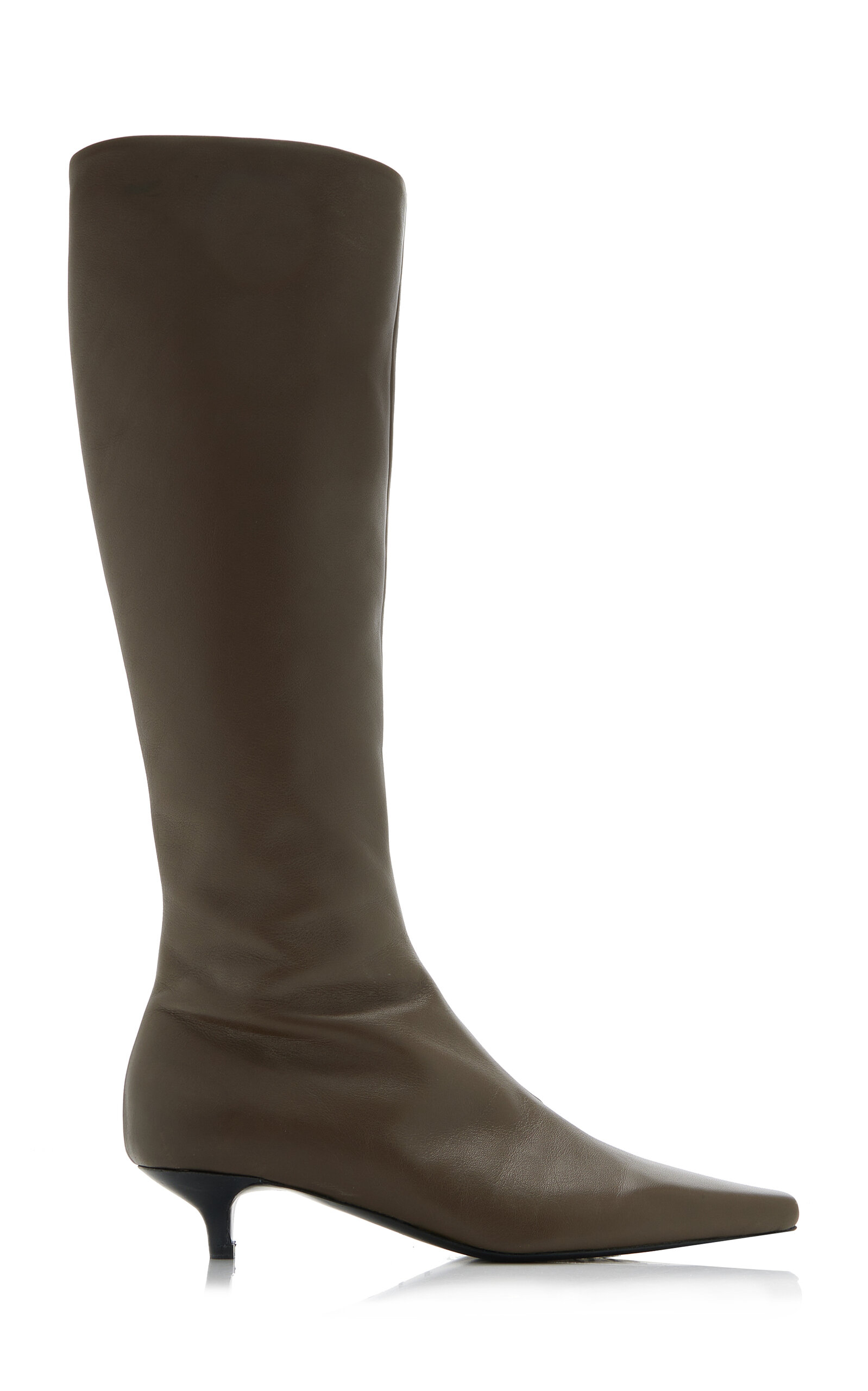Shop Totême The Slim Leather Knee Boots In Brown