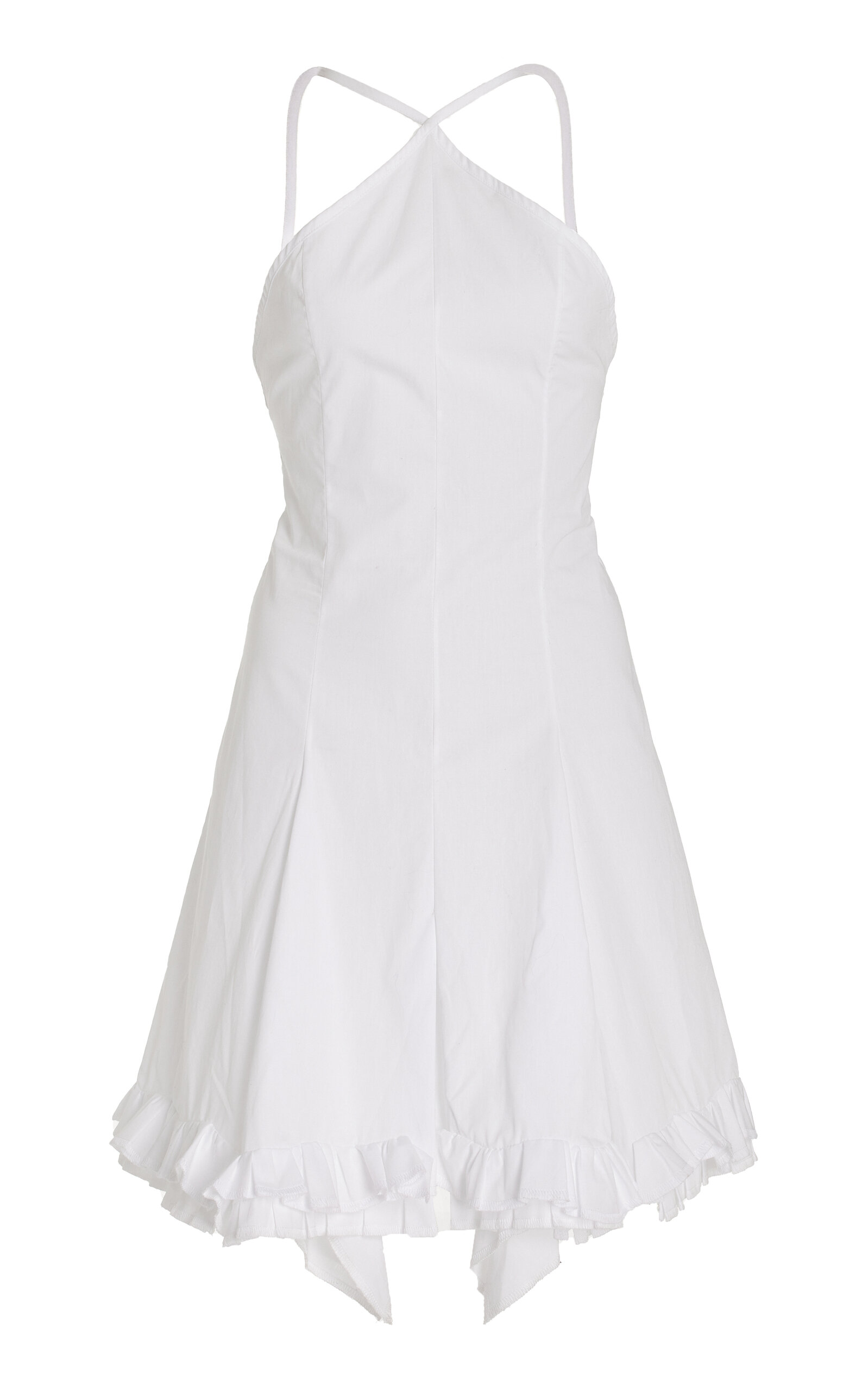 Ludovic de Saint Sernin - Ice Skating Cotton-Poplin Mini Dress - White - XS - Moda Operandi