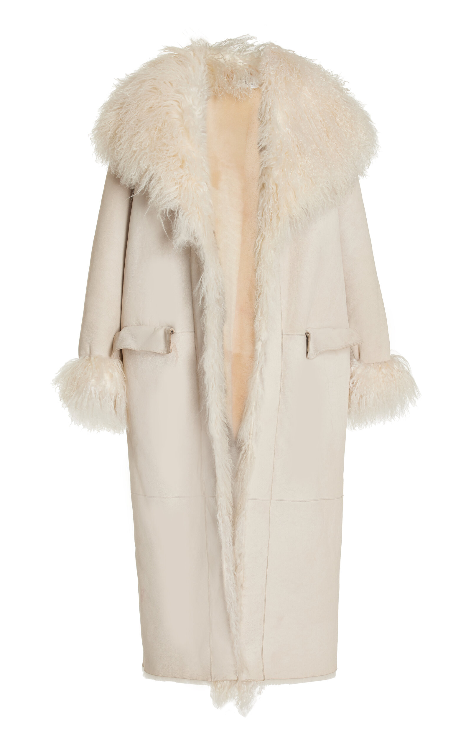 Ludovic De Saint Sernin Shearling Maxi Coat In Ivory