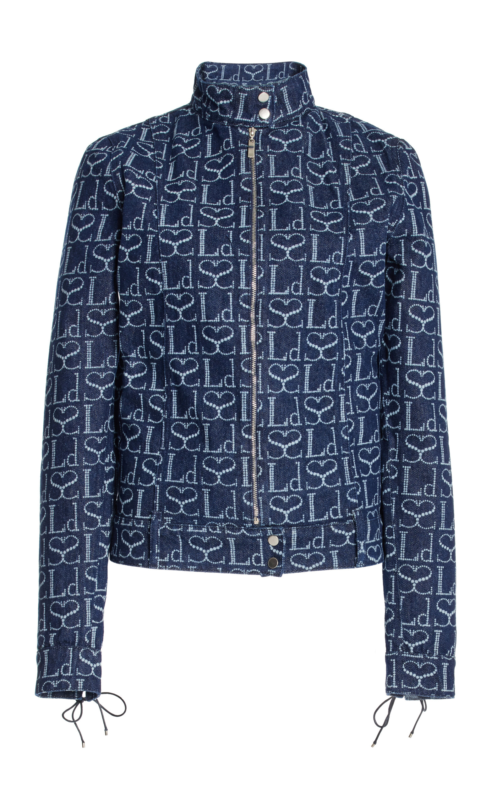 Ludovic de Saint Sernin - Monogram Denim Biker Jacket - Dark Wash - S - Moda Operandi