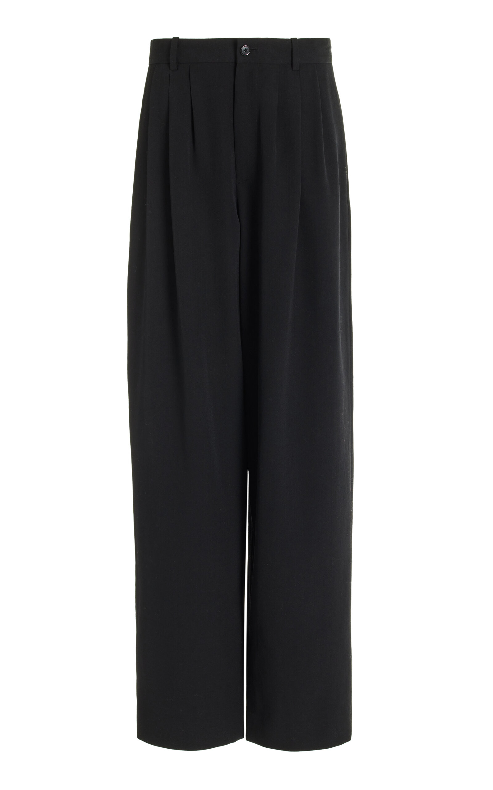 Shop The Row Rufos Oversized Pleated Wool Wide-leg Pants In Black