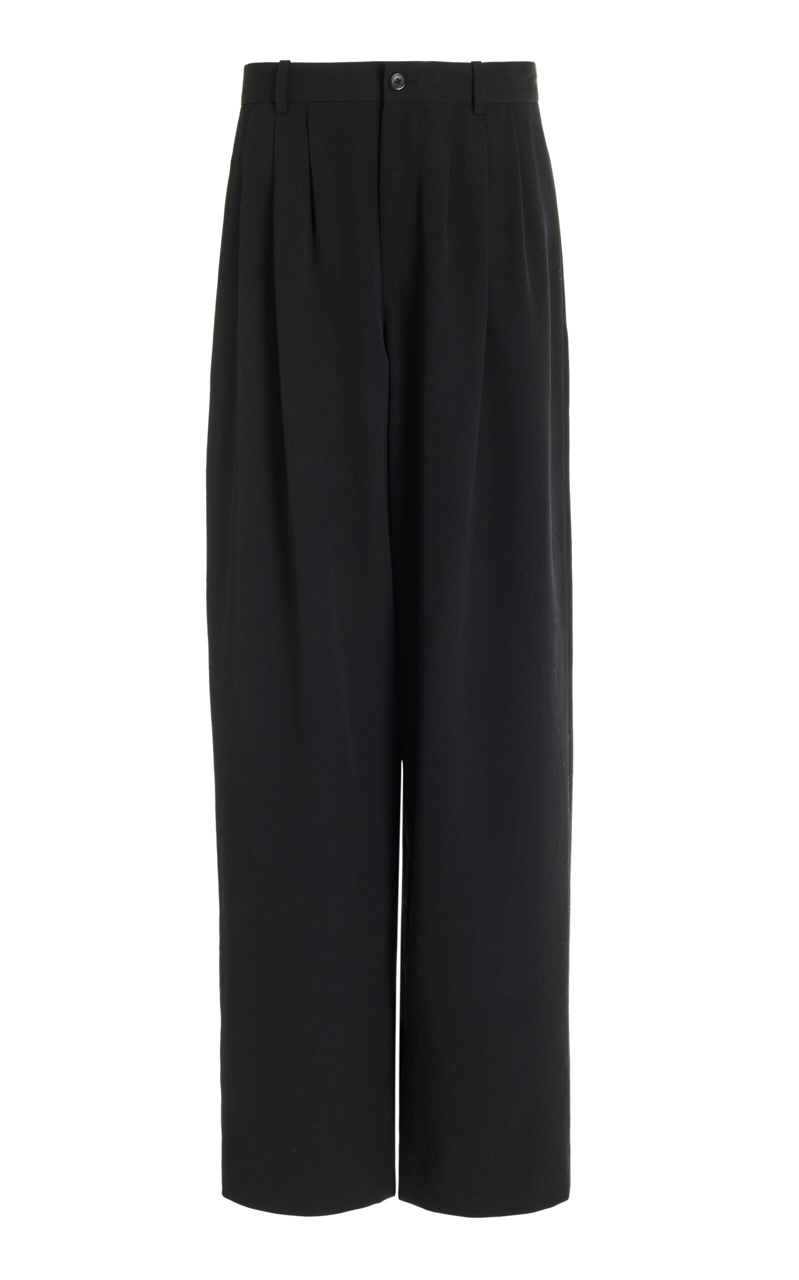 The Row Rufos Pleated Wool And Mohair-blend Wide-leg Pants In Black
