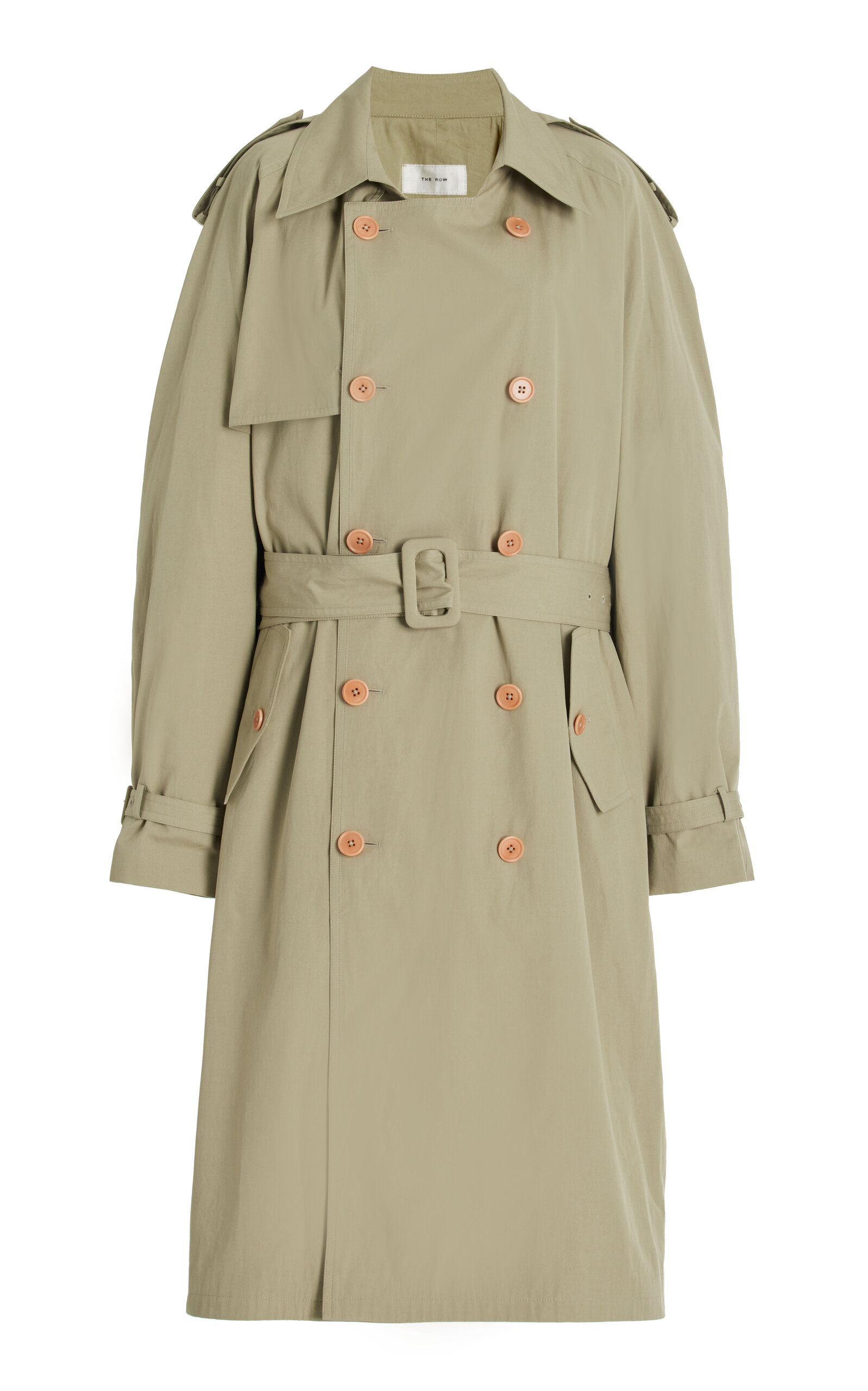 The Row June Cotton Trench Coat In Green