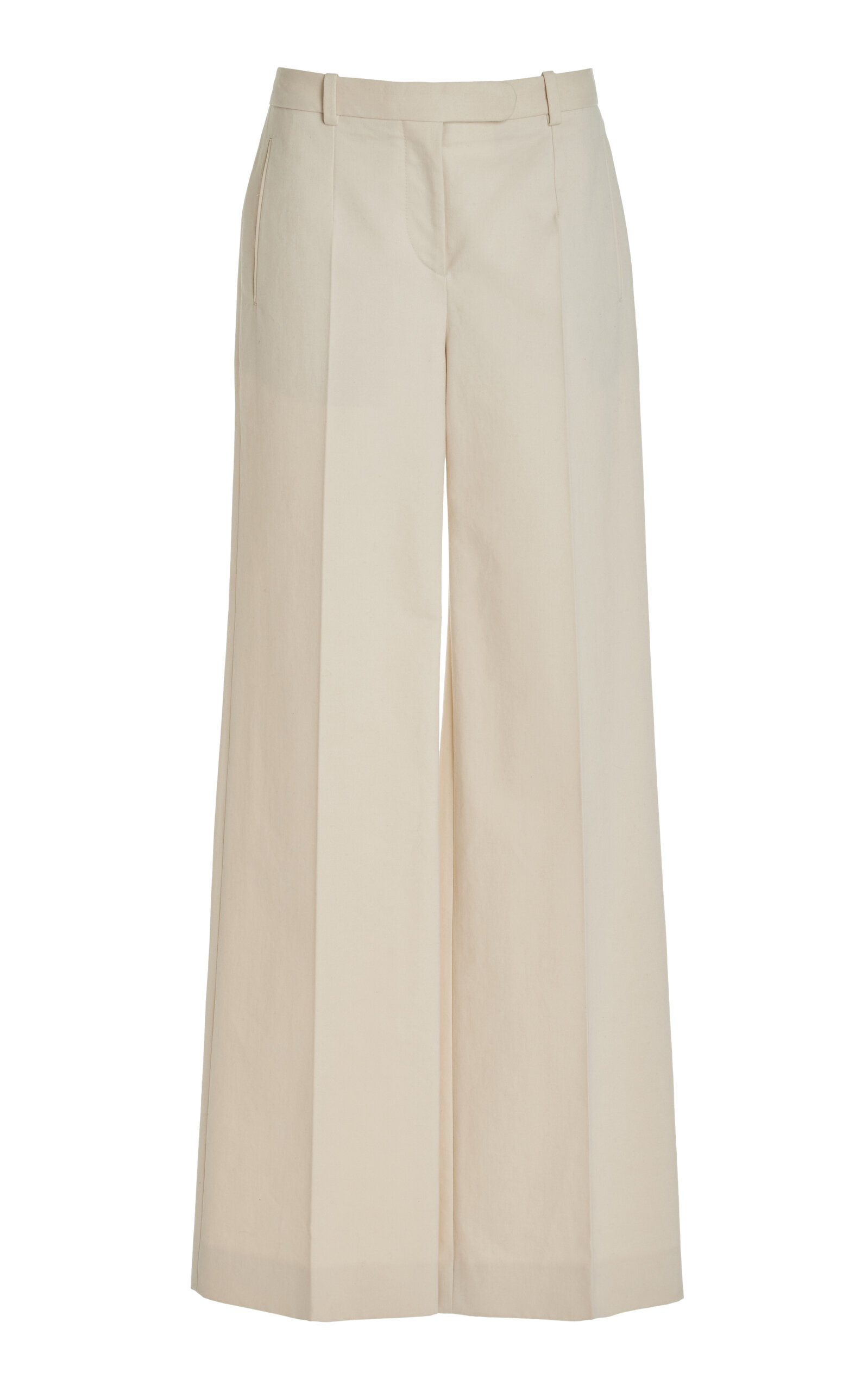 Shop The Row Banew Low-rise Cotton-wool Wide-leg Pants In Neutral