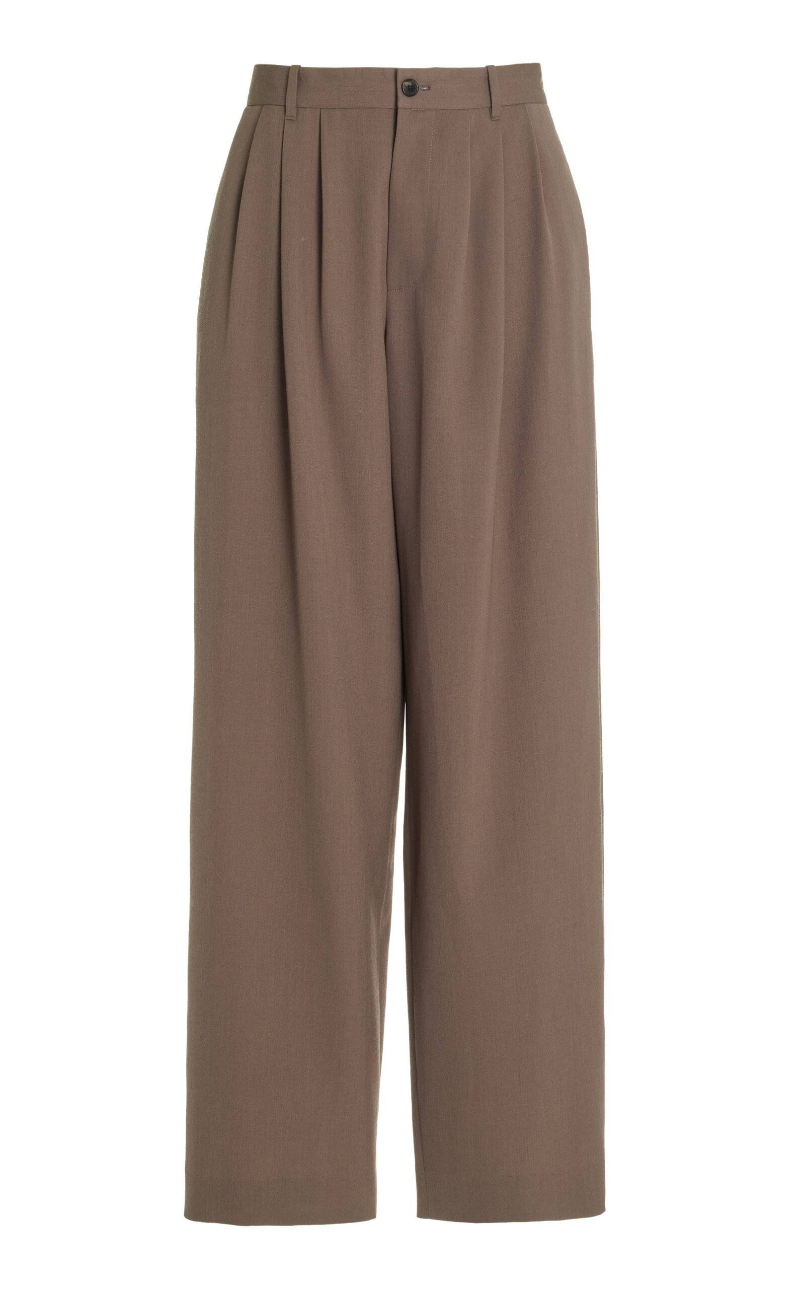 Shop The Row Rufos Oversized Pleated Wool-blend Wide-leg Pants In Neutral