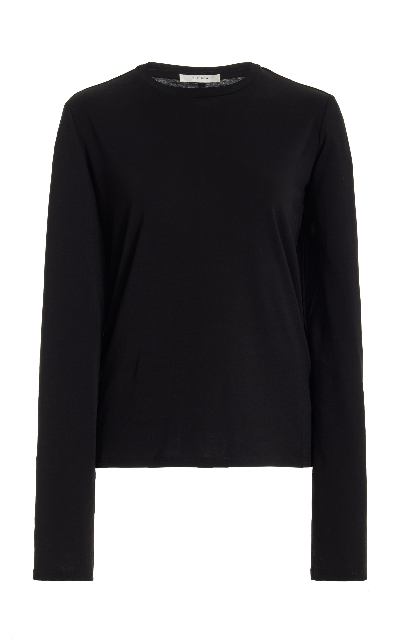 The Row Sherman Long Sleeve Cotton Jersey Top in Black | Smart Closet