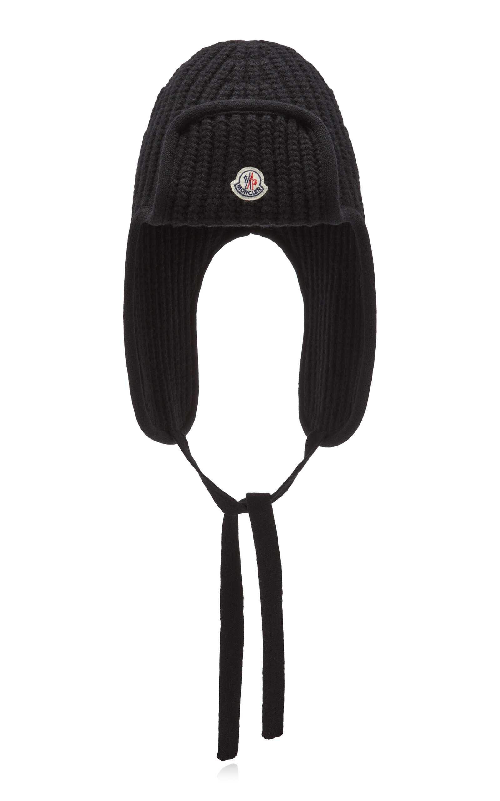Moncler Wool Knit Trapper Hat In Black