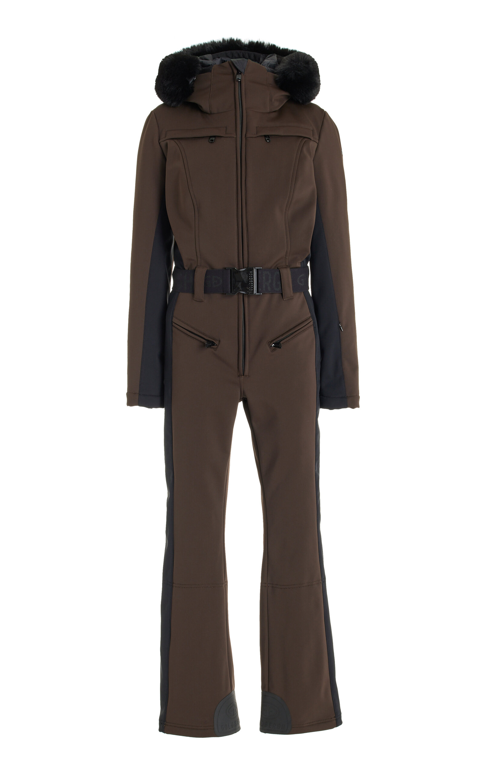 Shop Goldbergh Parry Faux-fur And Shell Ski Suit In Brown