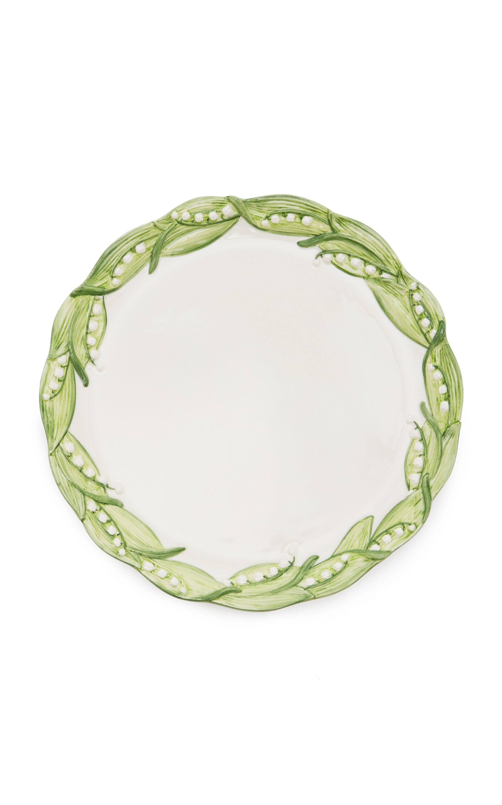 Moda Domus Lily Of The Valley Ceramic Serving Plate In Green