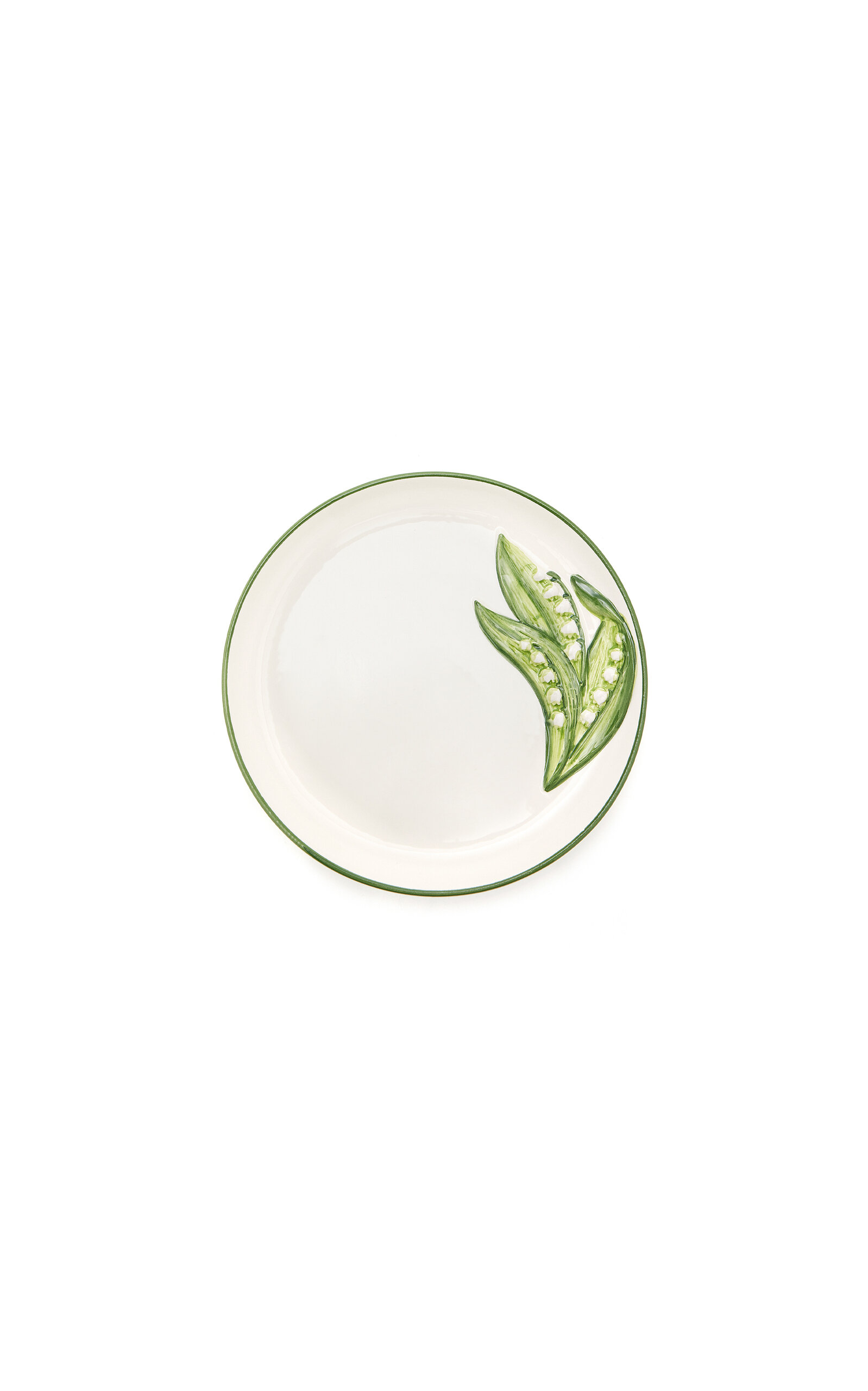 Moda Domus Set-of-six Lily Of The Valley Ceramic Dessert Plates In Green