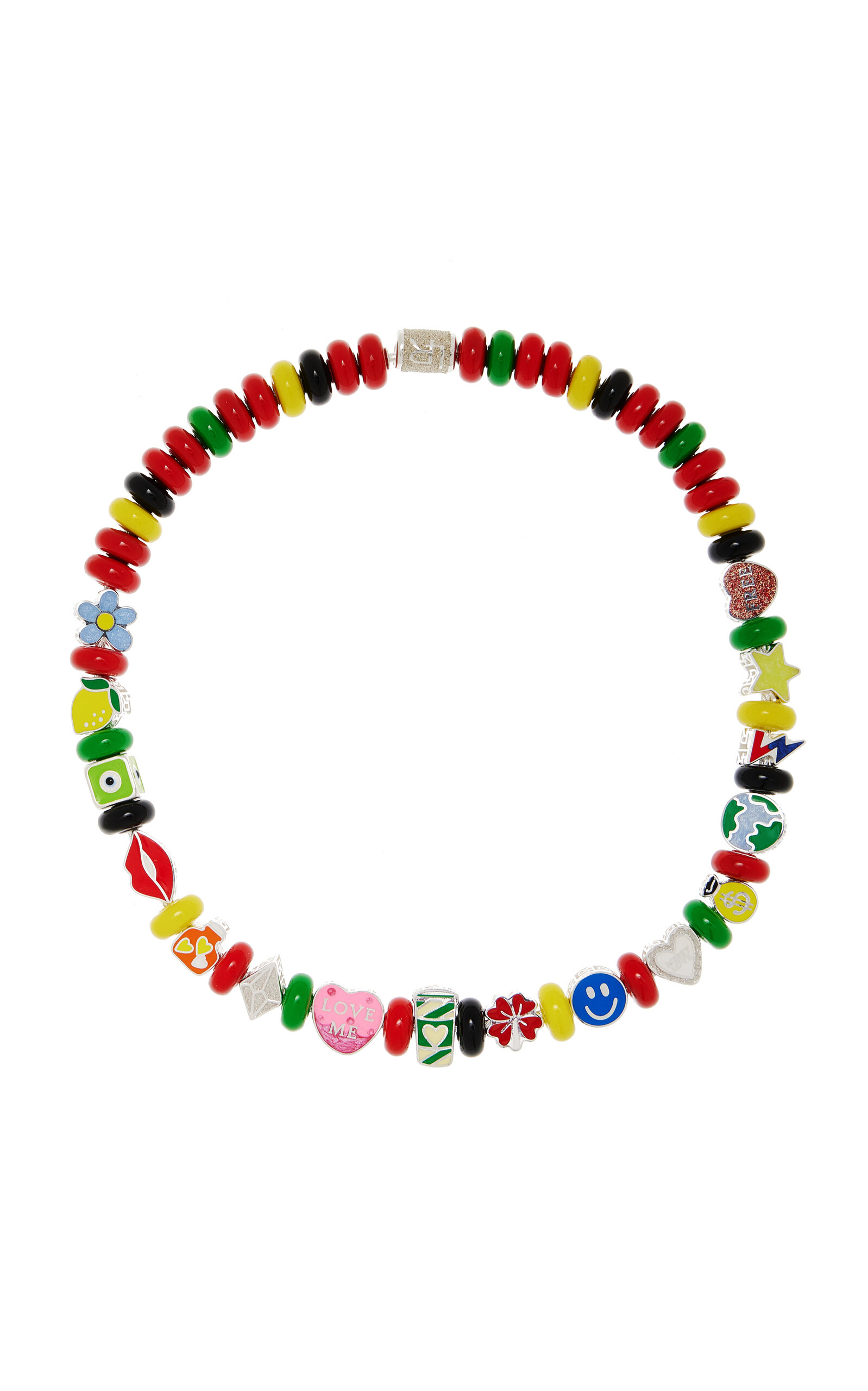 Shop Lauren Rubinski Charm Donuts Enameled-silver Necklace In Multi