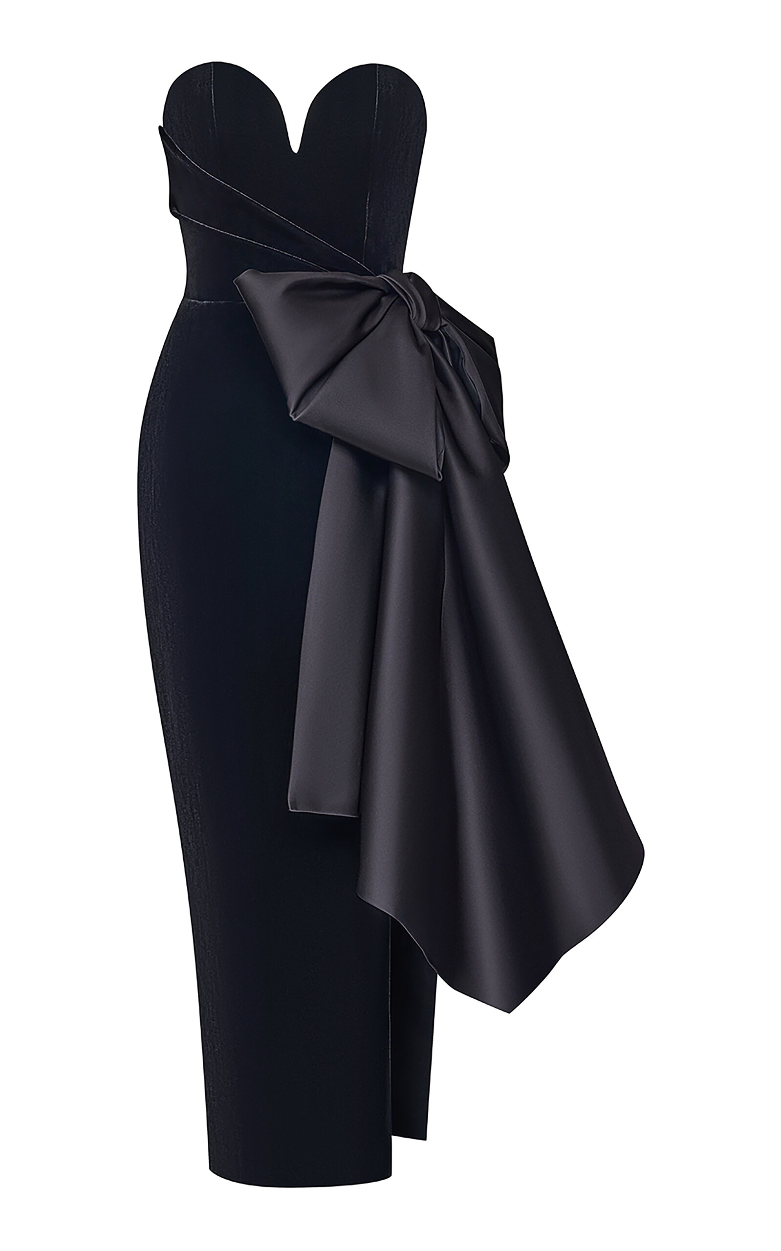 Rasario Bow-detailed Velvet Corset Midi Dress In Black | ModeSens
