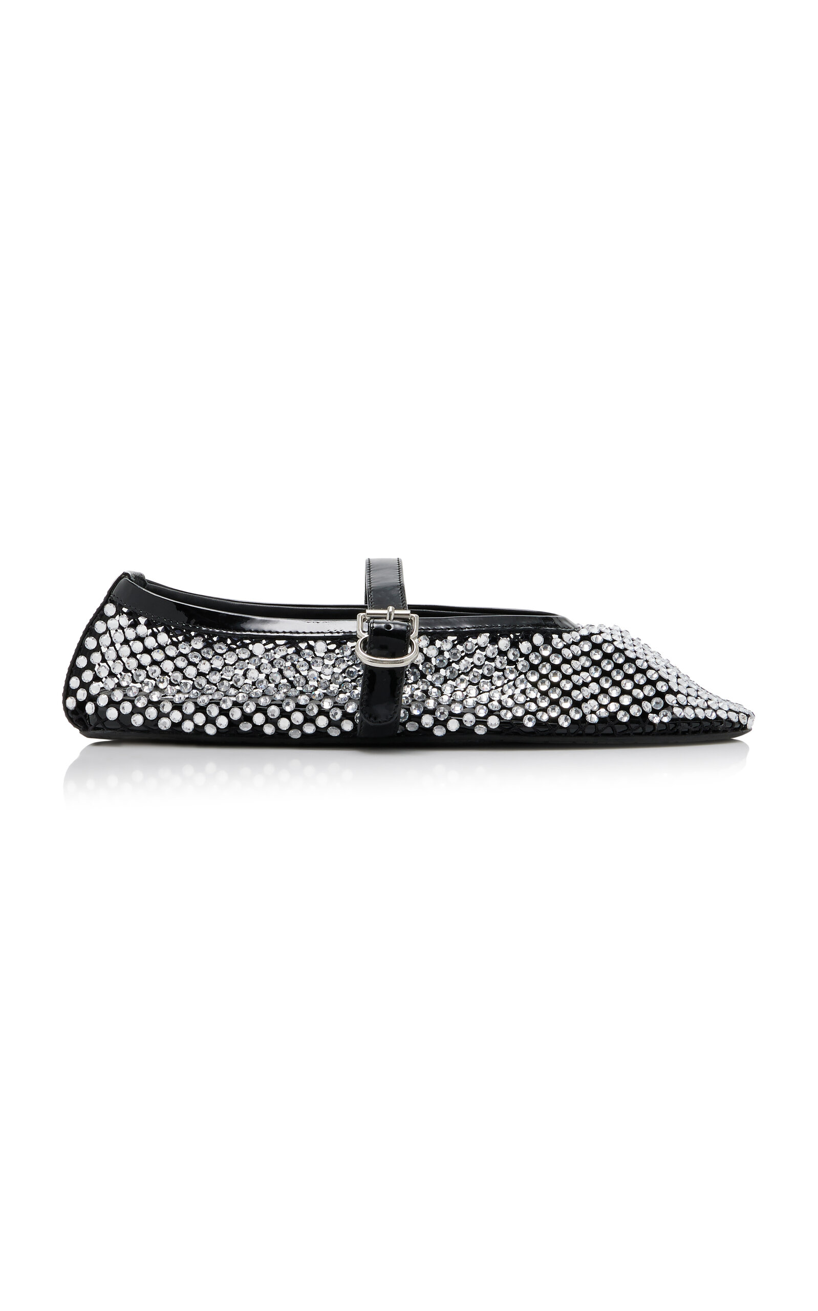 ALAÏA CRYSTAL-EMBELLISHED NET BALLET FLATS