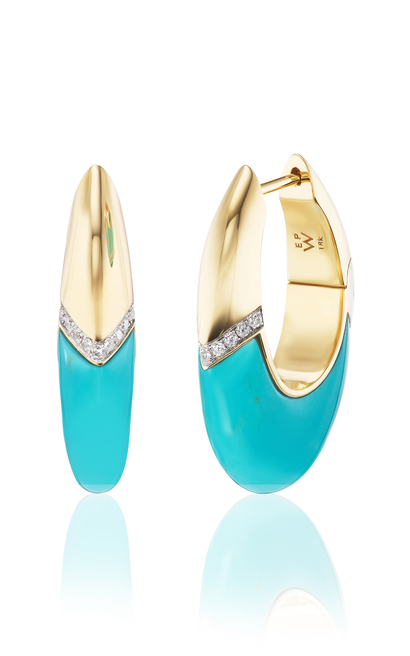 EMILY P WHEELER WOMEN'S OVAL 18K YELLOW GOLD TURQUOISE; DIAMOND EARRINGS