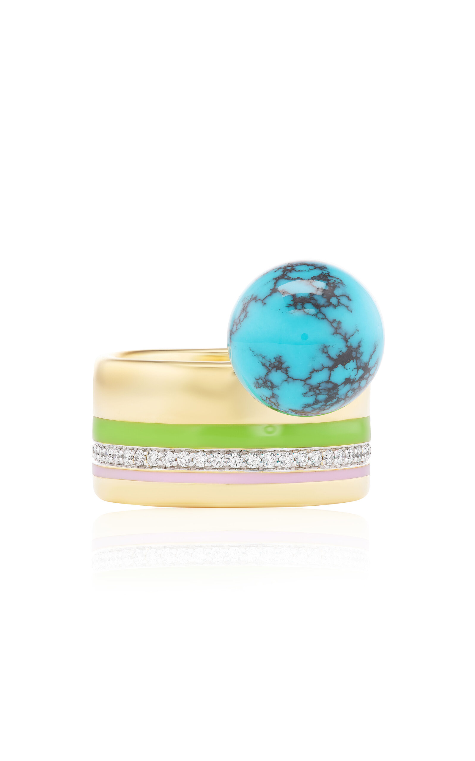 Emily P. Wheeler Horizon 18k Yellow Gold Diamond; Turquoise Ring In Blue