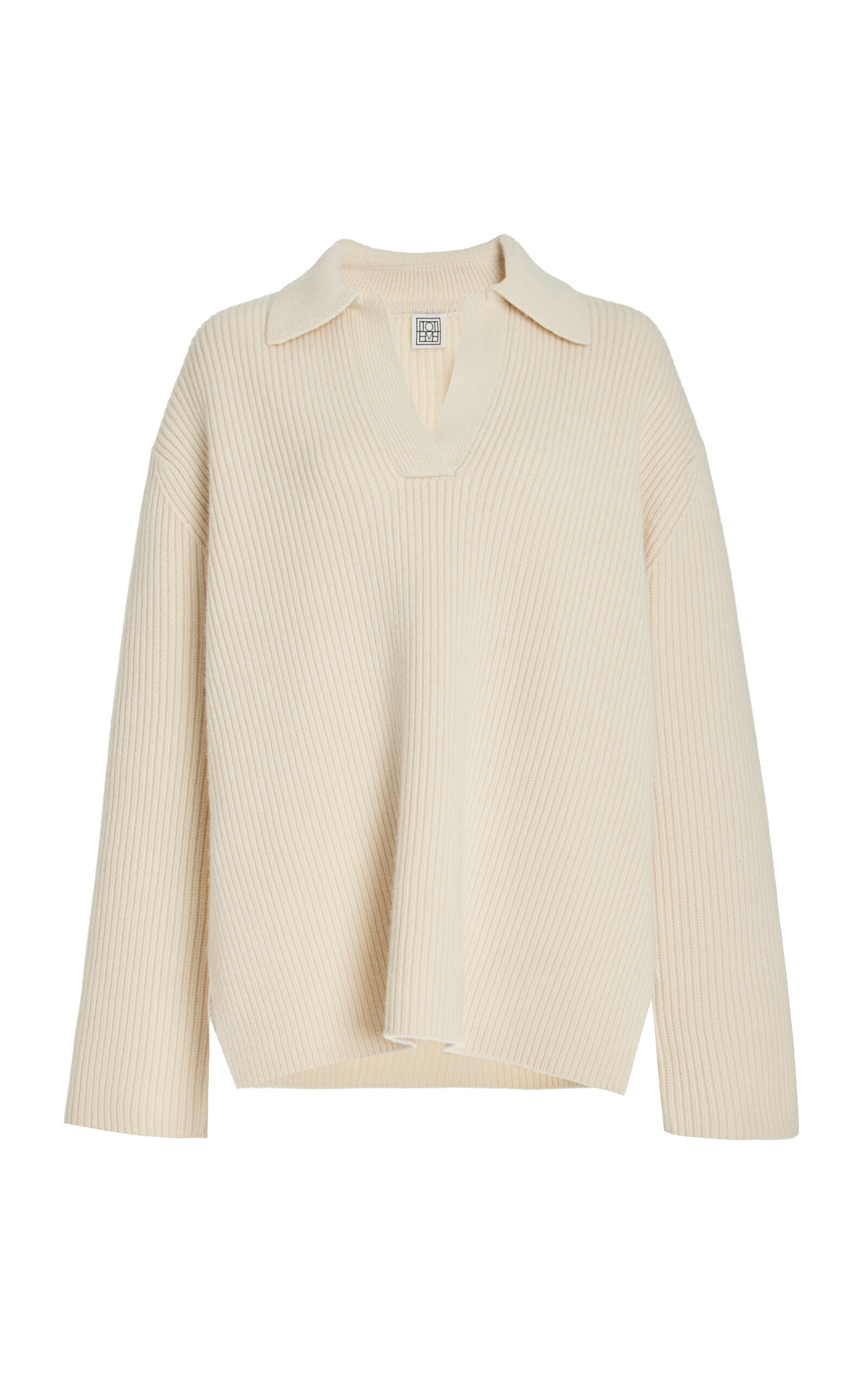 TOTÊME RIBBED-KNIT WOOL-CASHMERE POLO SWEATER