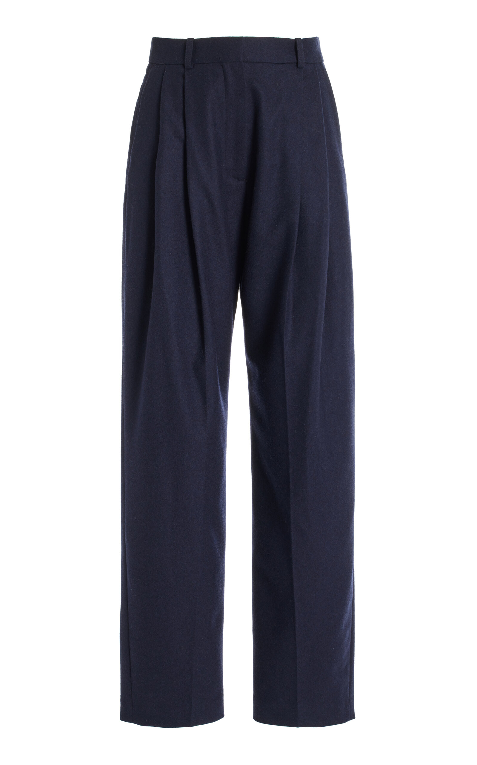 Totême Pleated Wool-blend Trousers In Navy