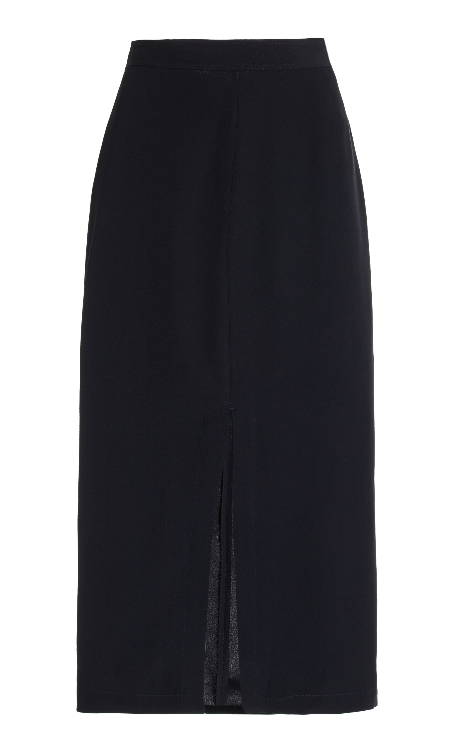 Totême Front-split Satin Midi Skirt In Navy