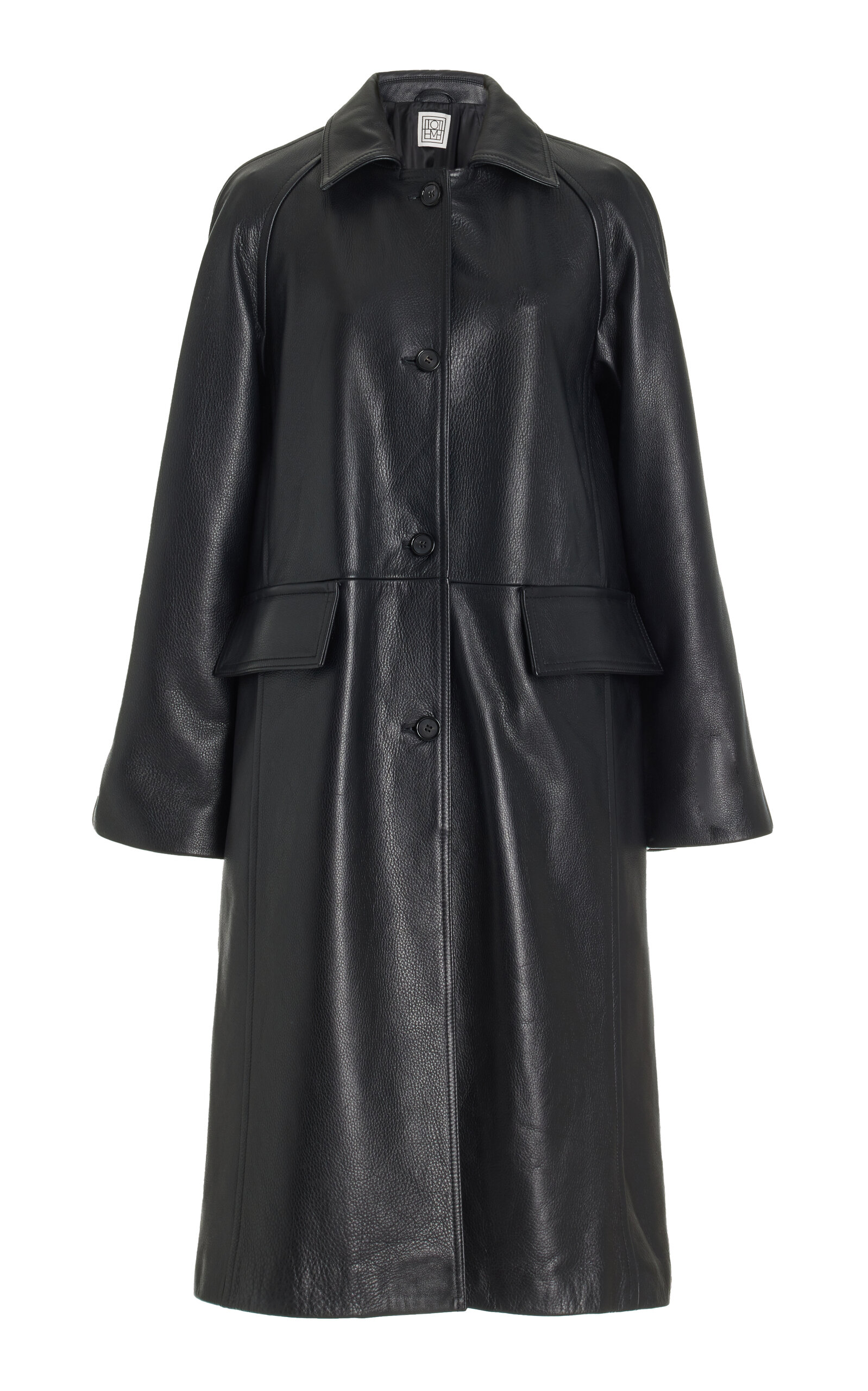 Totême Leather Coat In Black