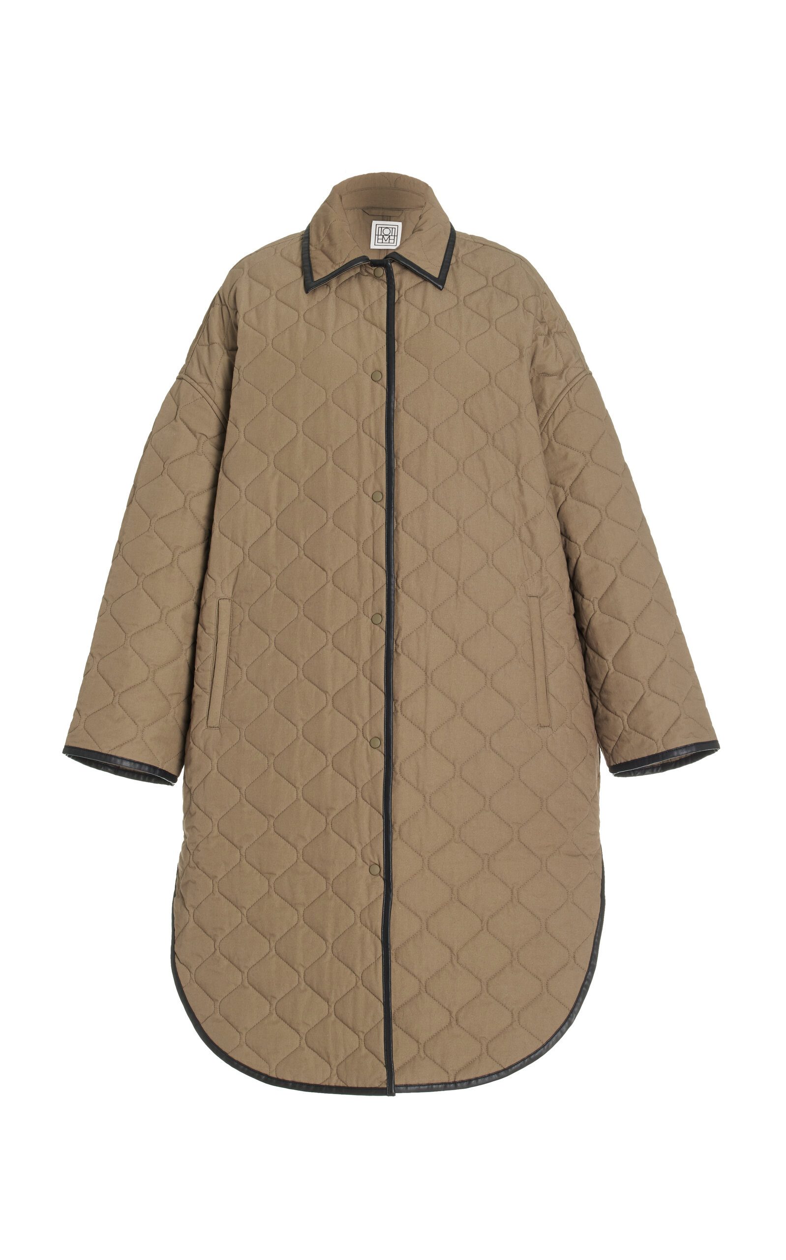Totême Quilted Cotton Cocoon Coat In Green