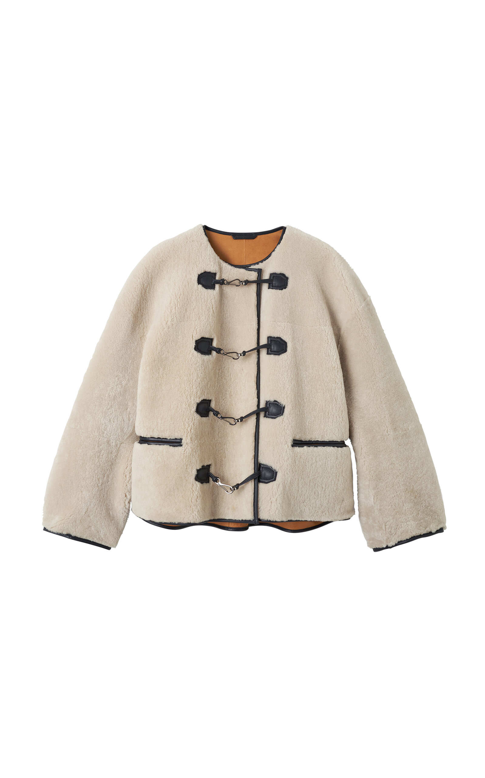Totême Teddy Shearling Clasp Jacket In Neutrals