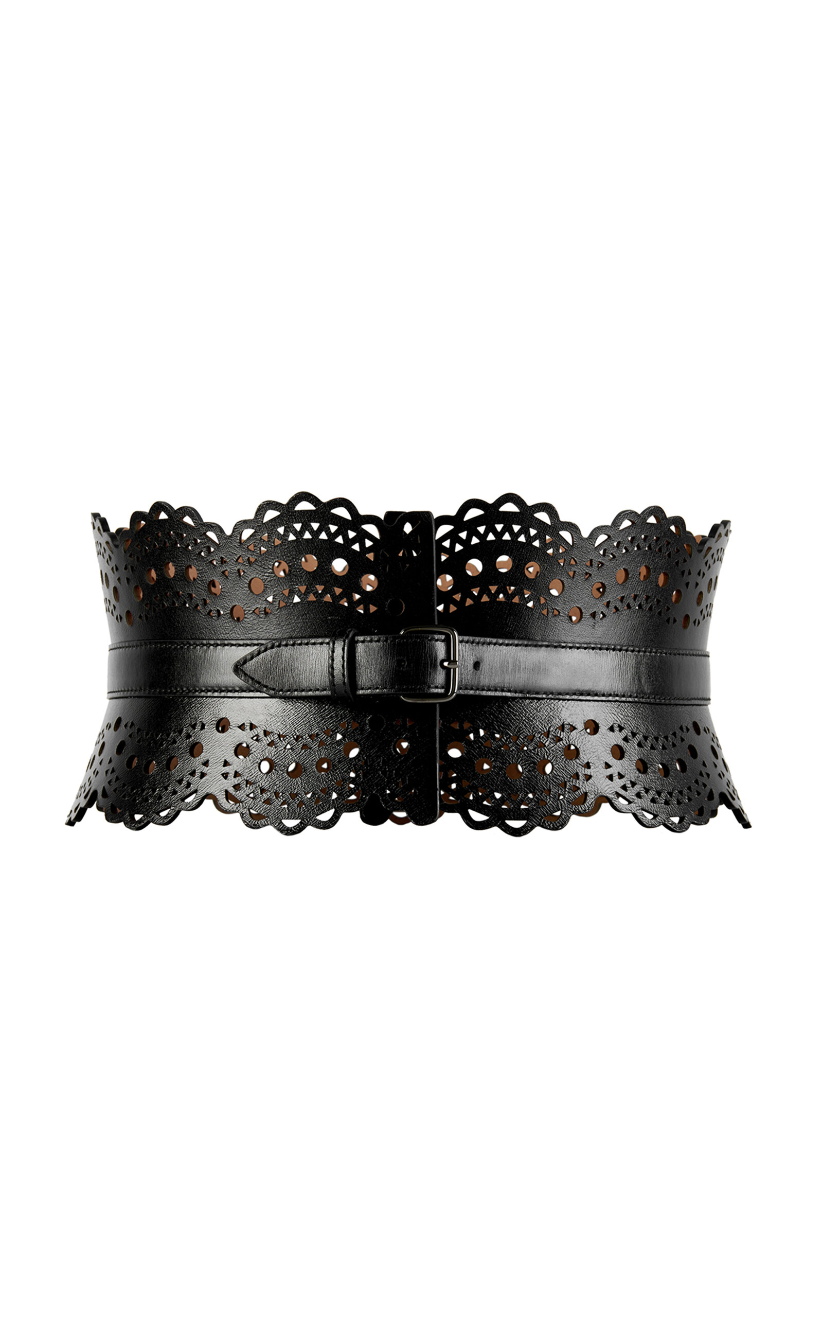 Shop Alaïa Bustier Leather Belt In Black