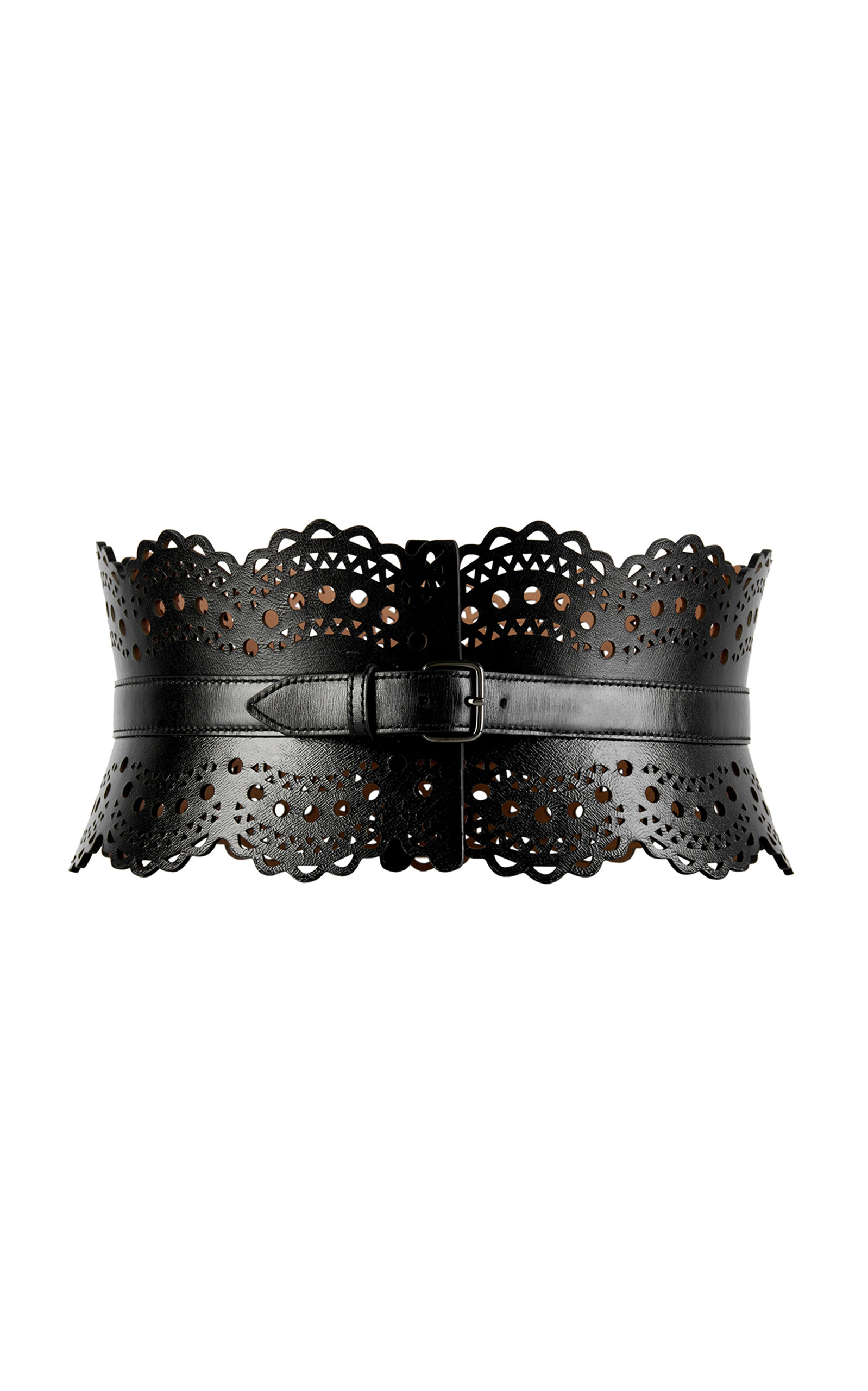 ALAÏA Bustier Leather Belt - Black - 80 cm
