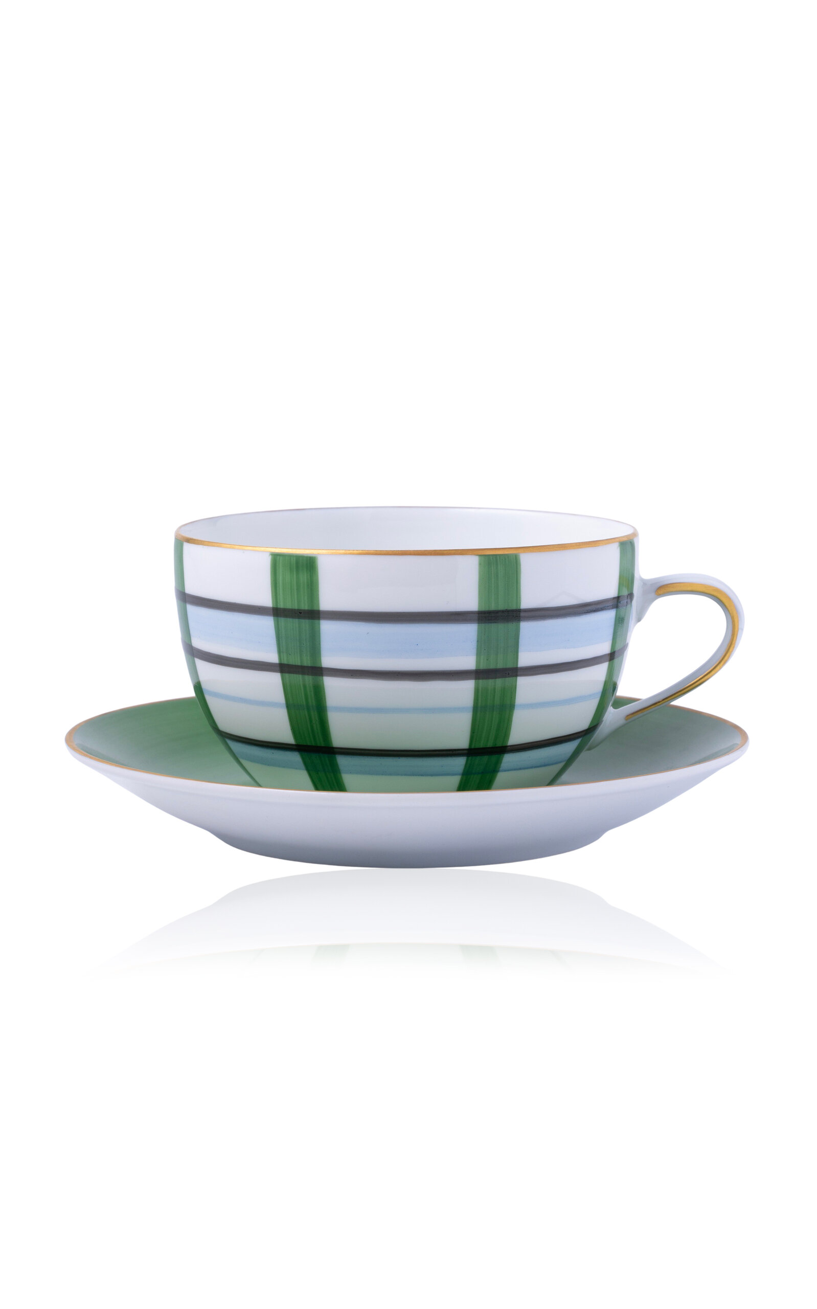 Marie Daage Madras Porcelain Breakfast Cup And Saucer Set In Multi