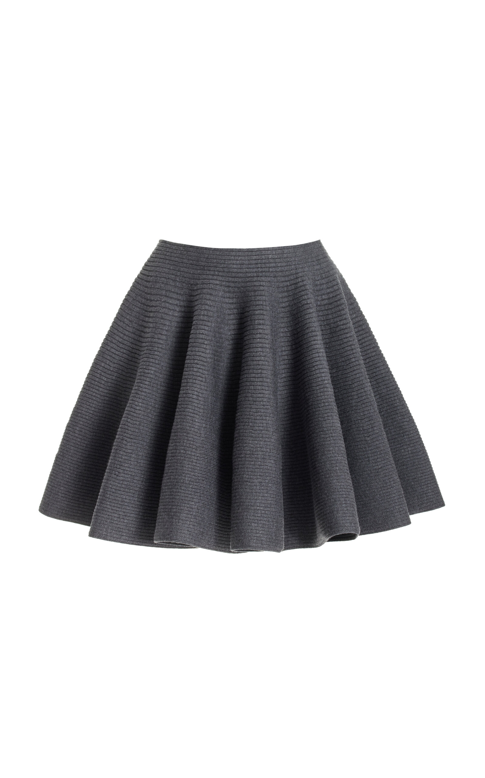 Alaïa Alaia Womens Gris Fonce Ribbed Flared Mid-rise Wool-blend Mini Skirt In Grey