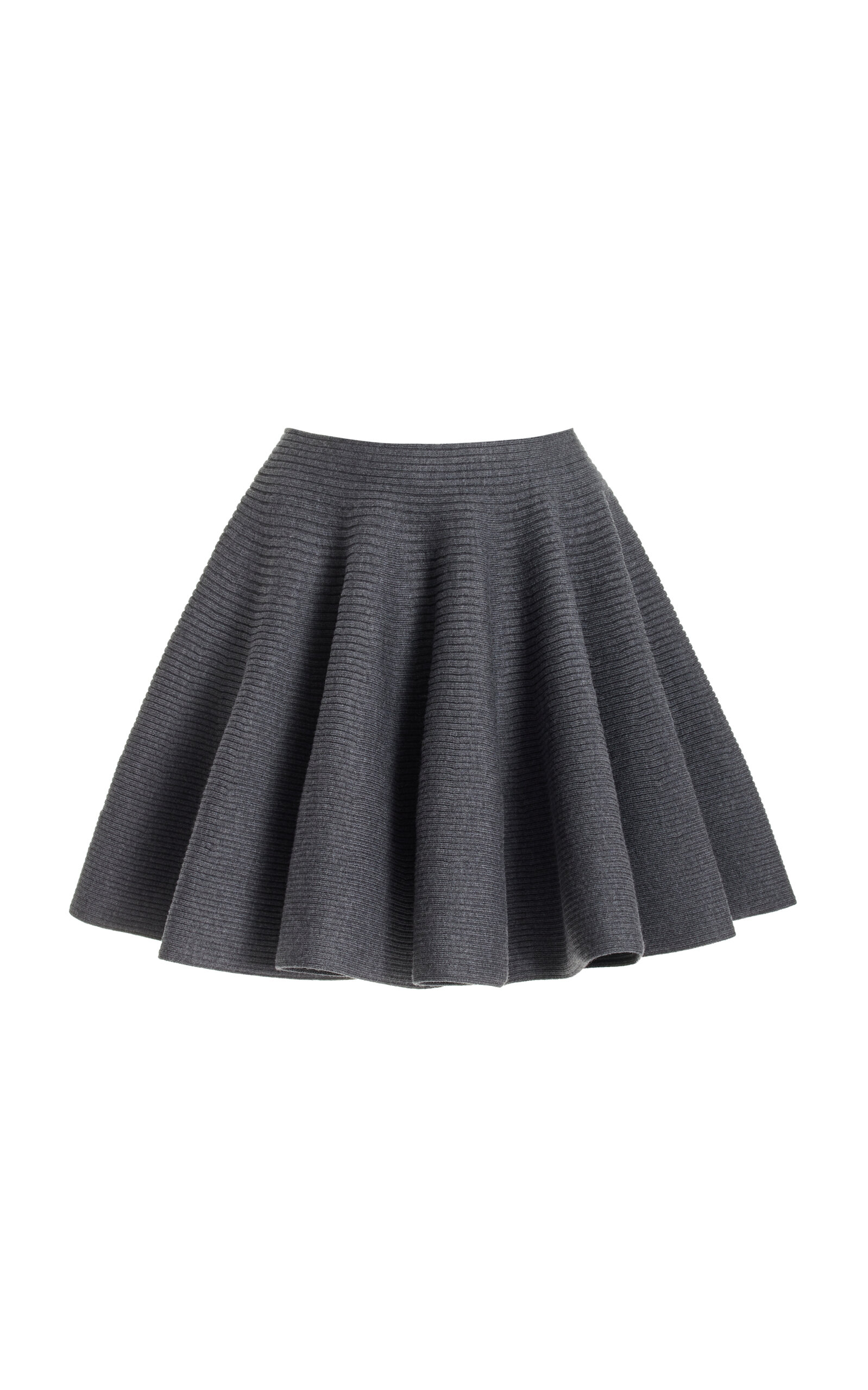 Shop Alaïa Ribbed-knit Wool-blend Mini Skirt In Grey