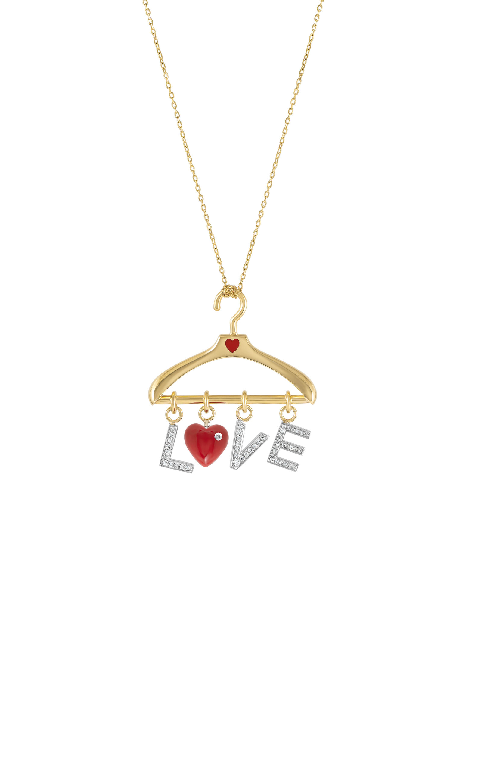 Aisha Baker Wardrobe Luv 18k Gold Diamond Necklace In Red