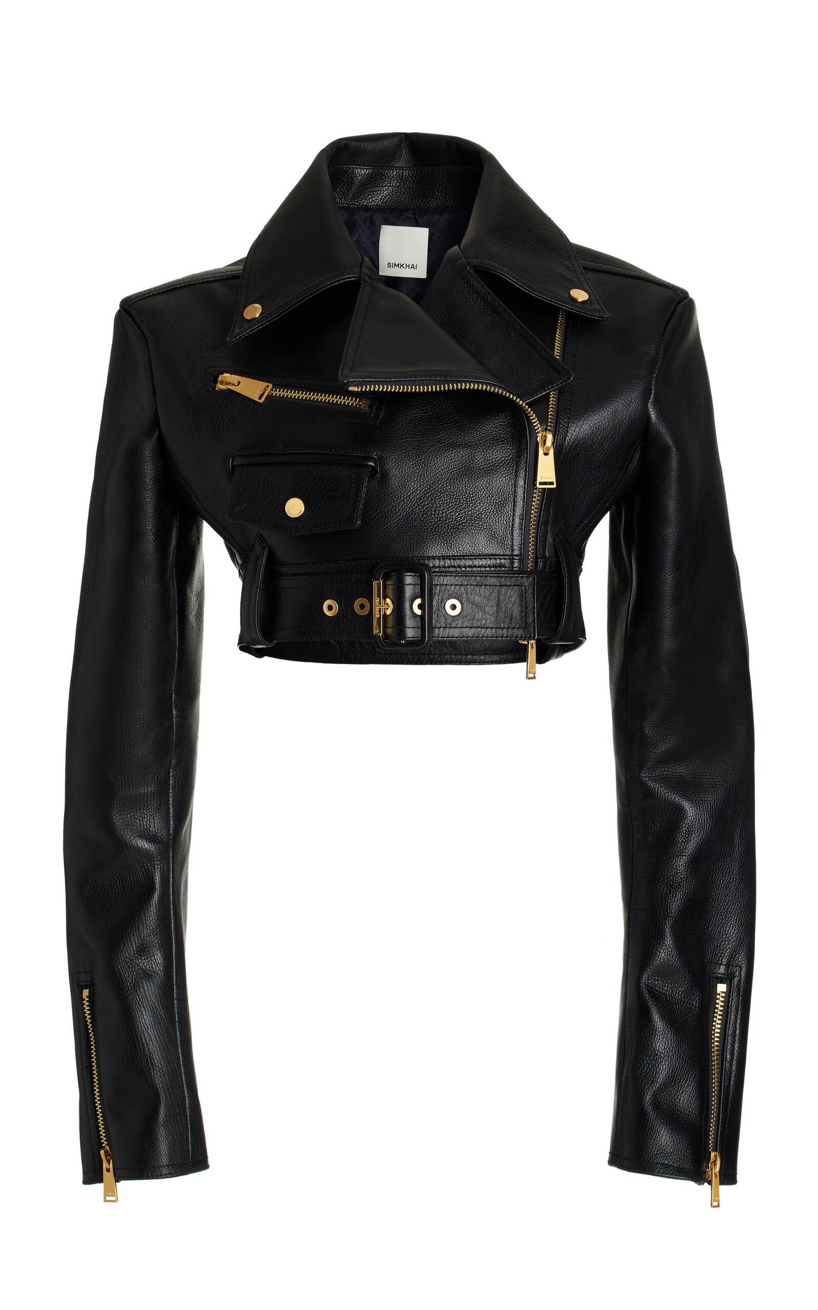 Simkhai Women's Araceli Cropped Leather Moto Jacket In Black | ModeSens