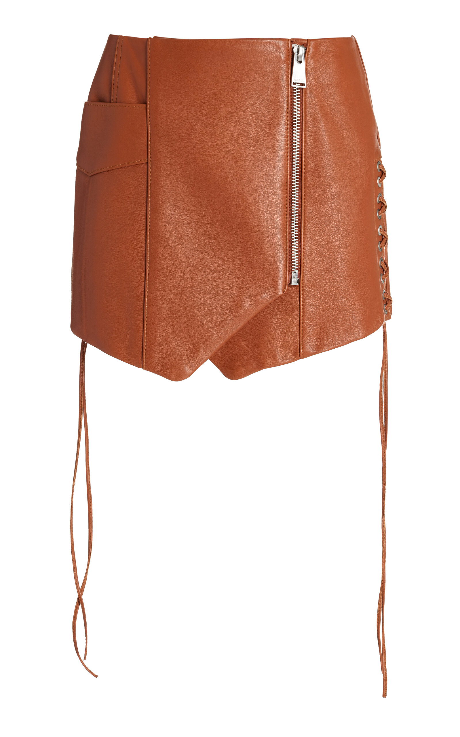 Simkhai Women's Reign Leather Mini Wrap Skirt In Brown | ModeSens