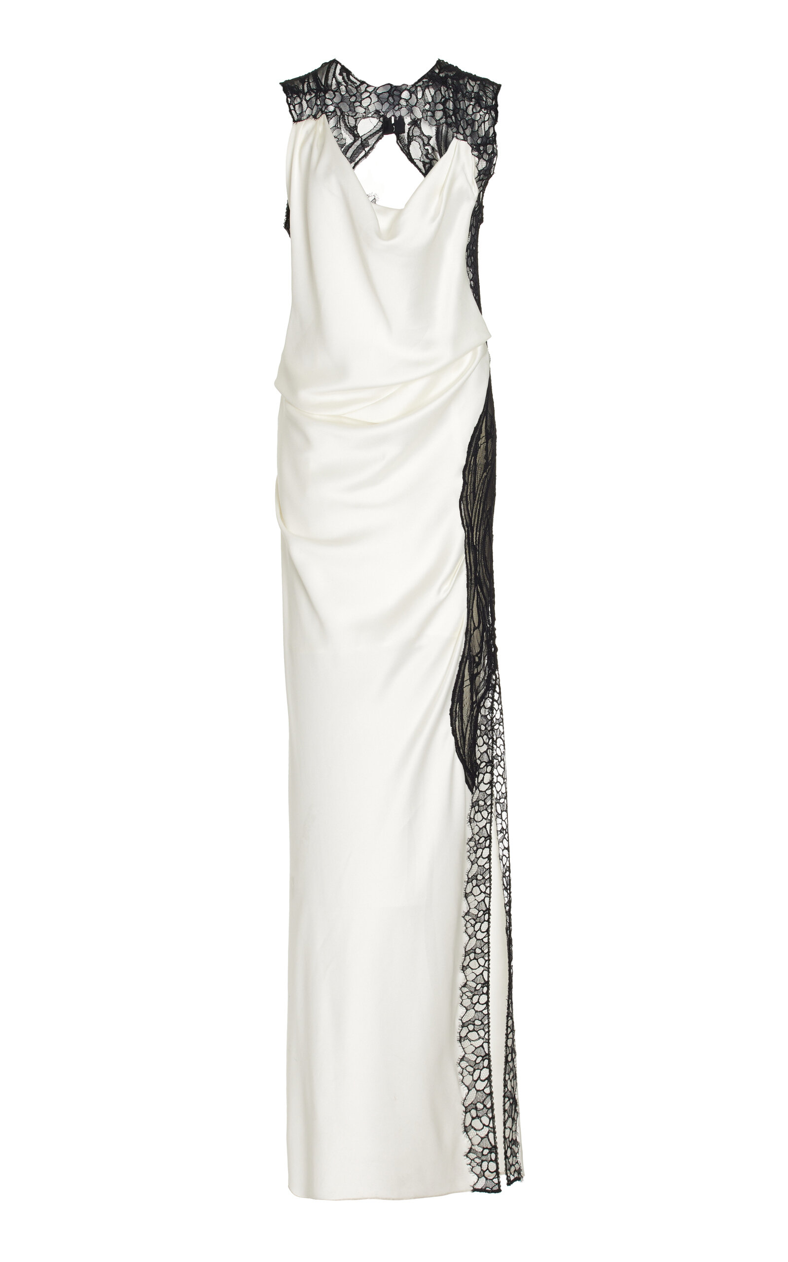 Shop Simkhai Vea Lace-trimmed Gown In Black,white
