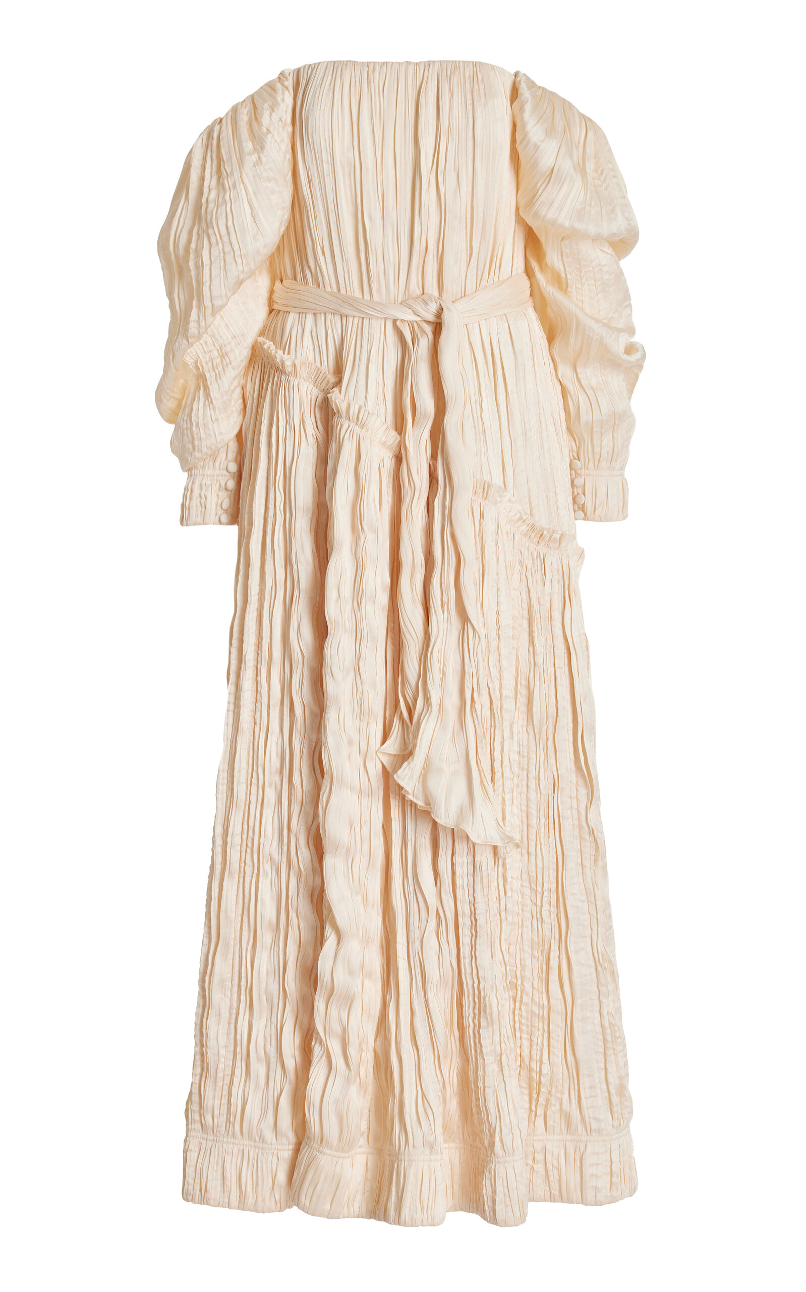 AJE PRESENCE OFF-THE-SHOULDER PLISSÉ LINEN-BLEND MAXI DRESS