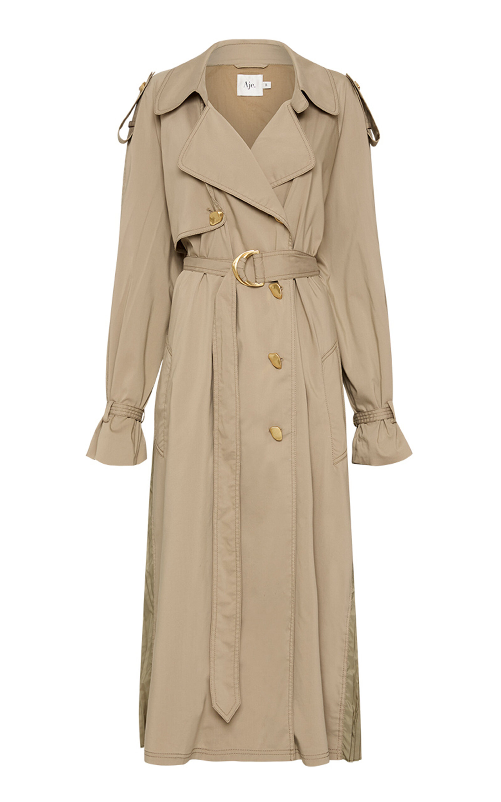 Aje Prima Pleated Trench Coat In Neutral | ModeSens