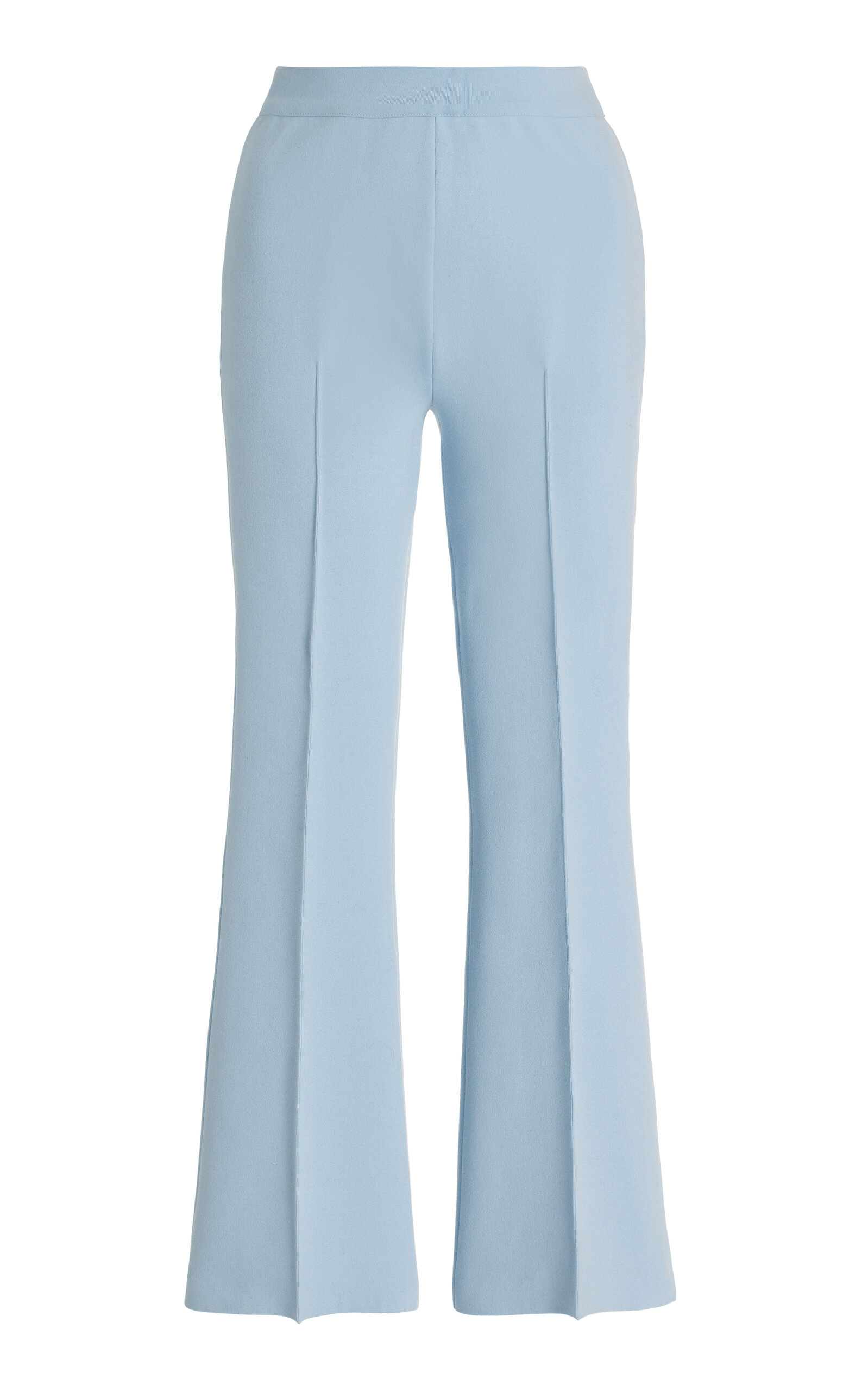 High Sport Kick Stretch-cotton Flared Pants In Light Blue
