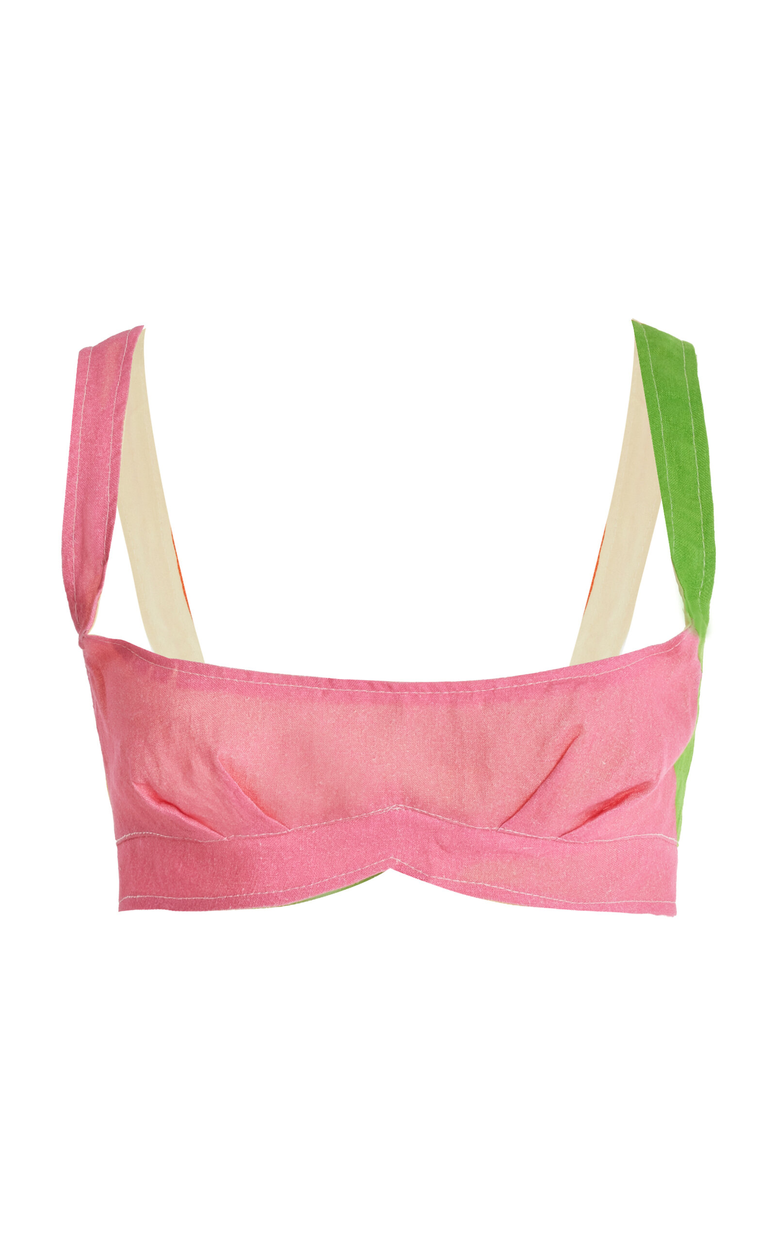 Exclusive Colorblock Linen Bra Top