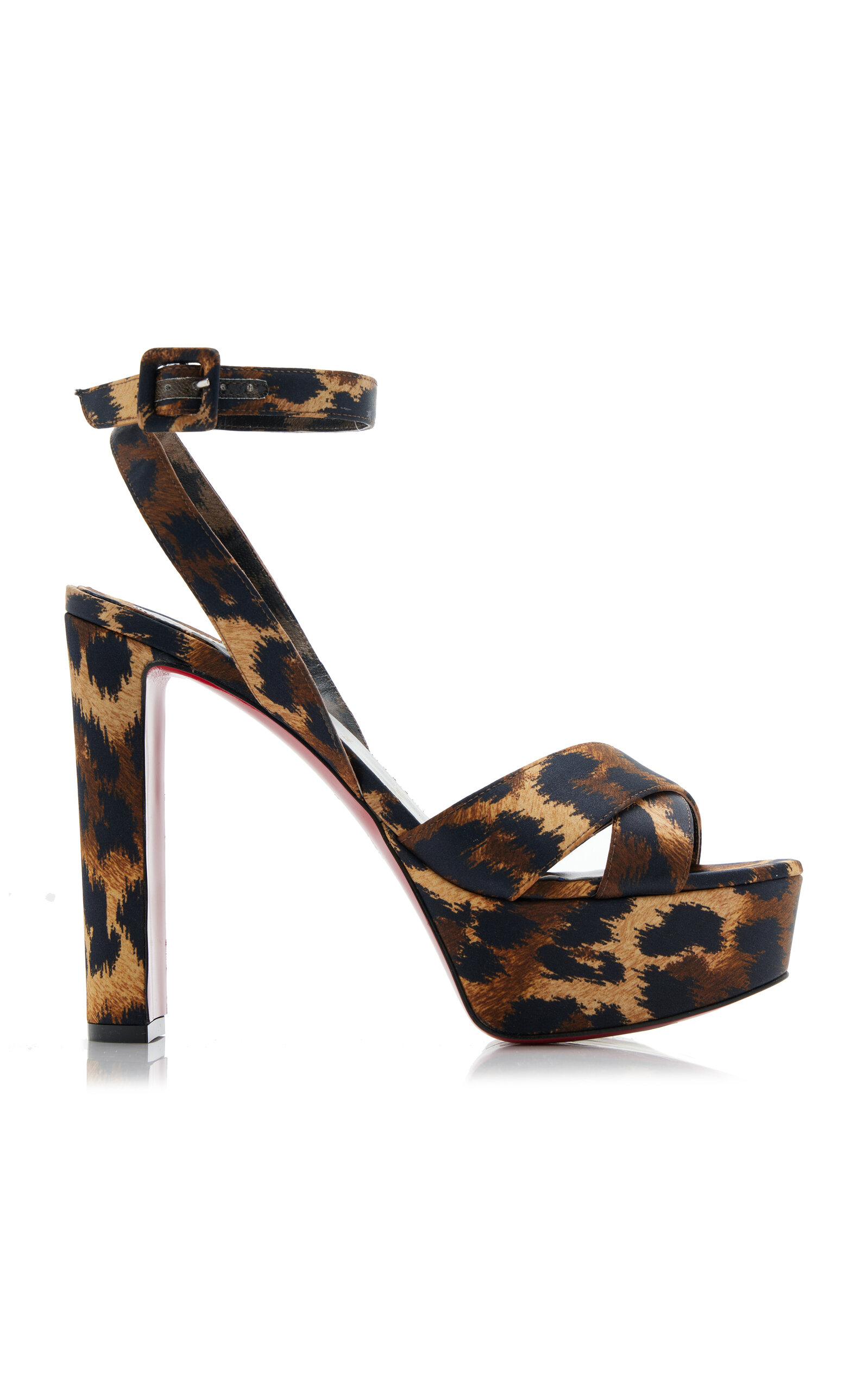 Christian Louboutin - Supermariza 130mm Leopard-Print Satin Sandals - Animal - IT 36 - Moda Operandi