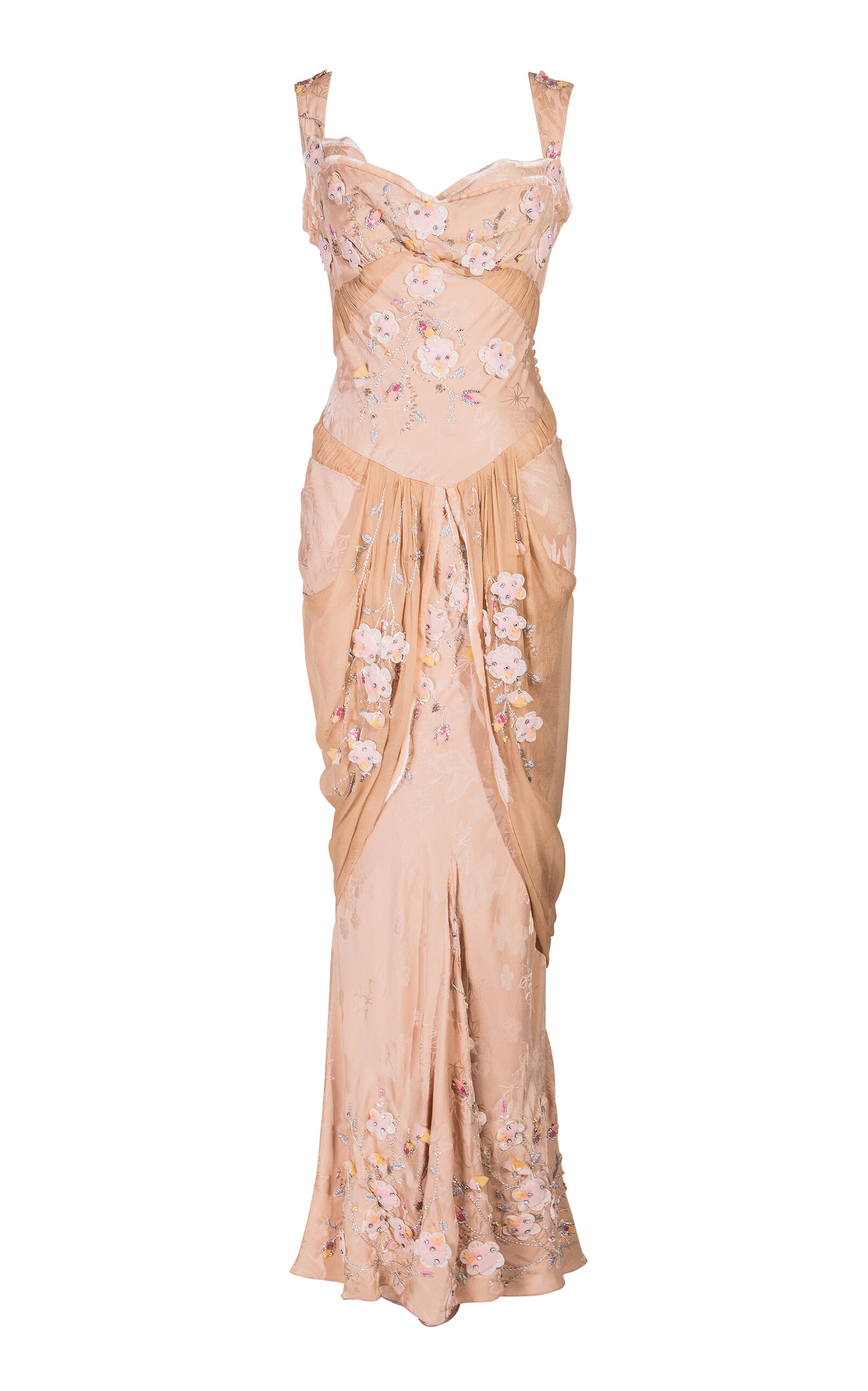 Moda Archive X Tab Vintage Women's Christian Dior A/w 2005 Floral Beaded  Tan Gown | ModeSens